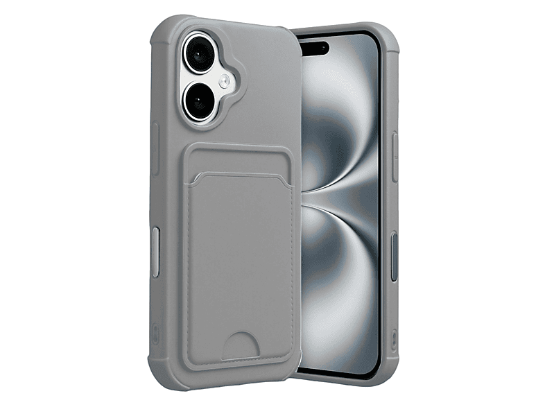 NEWFACE iPhone 17 Uyumlu Kelvin Kartvizitli Silikon Telefon Kılıfı Gri