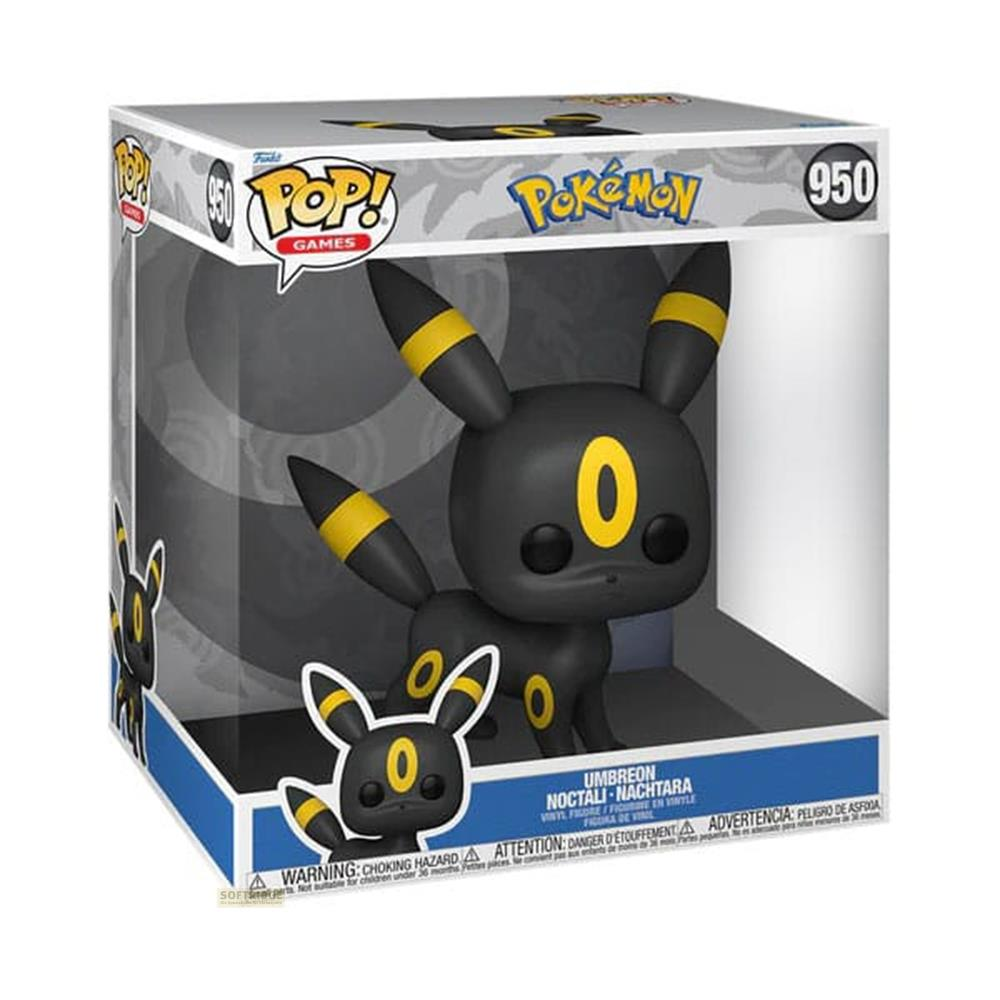 Czarna figurka Funko Pop! Umbreon z żółtymi pierścieniami, w opakowaniu Pokémon.