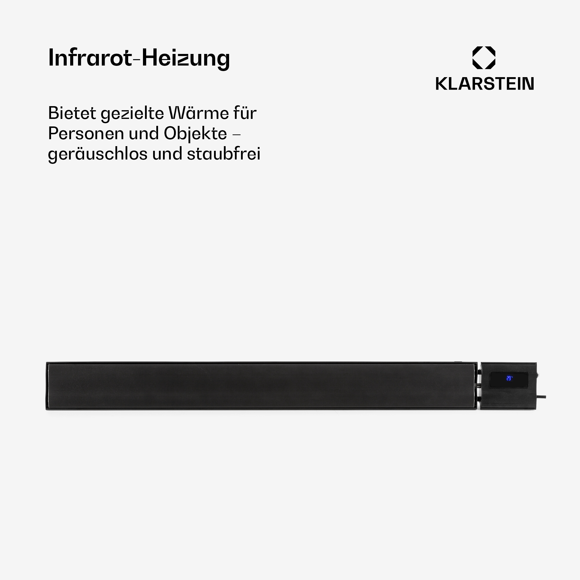 Schwarzer Infrarot-Heizer mit digitaler Anzeige von Klarstein.