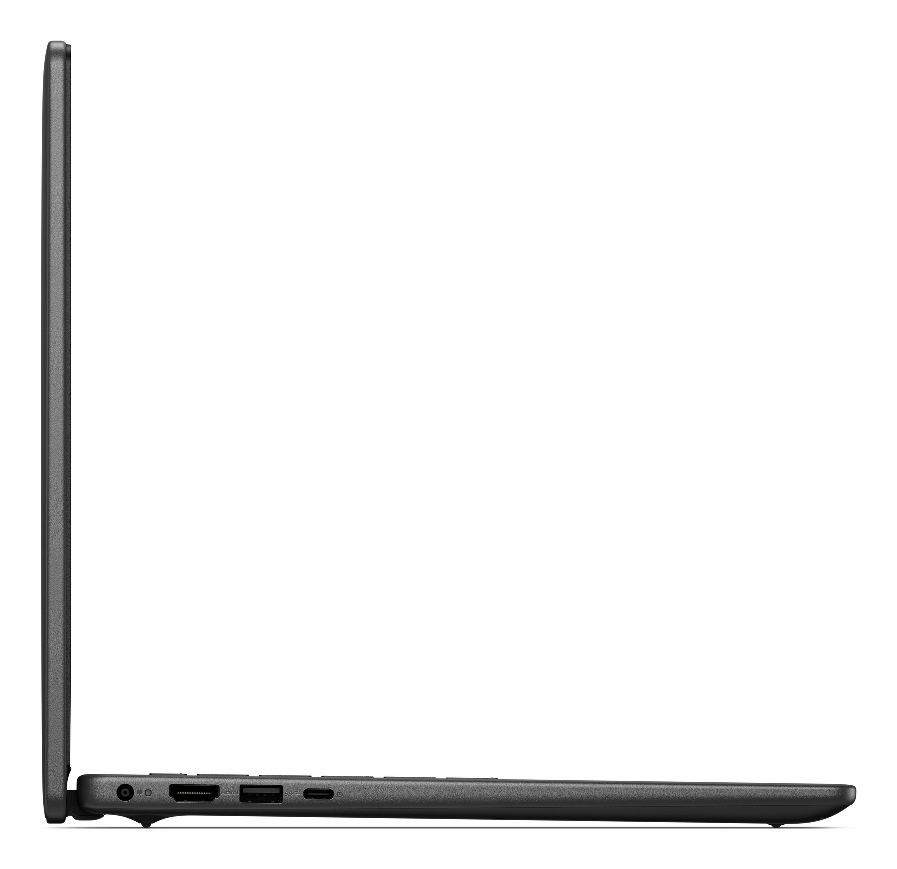 Area porte laptop nera che mostra porte HDMI, USB-C e USB-A.