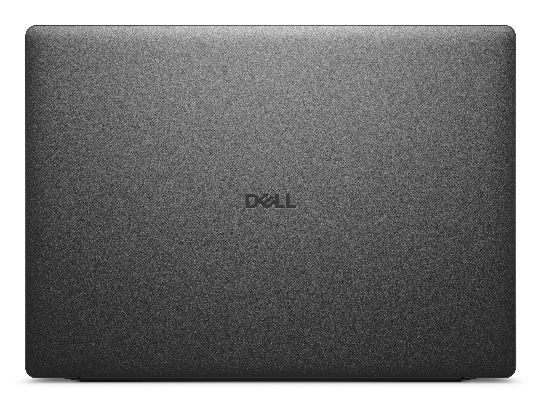 Laptop Dell grigio scuro chiuso con logo Dell al centro.