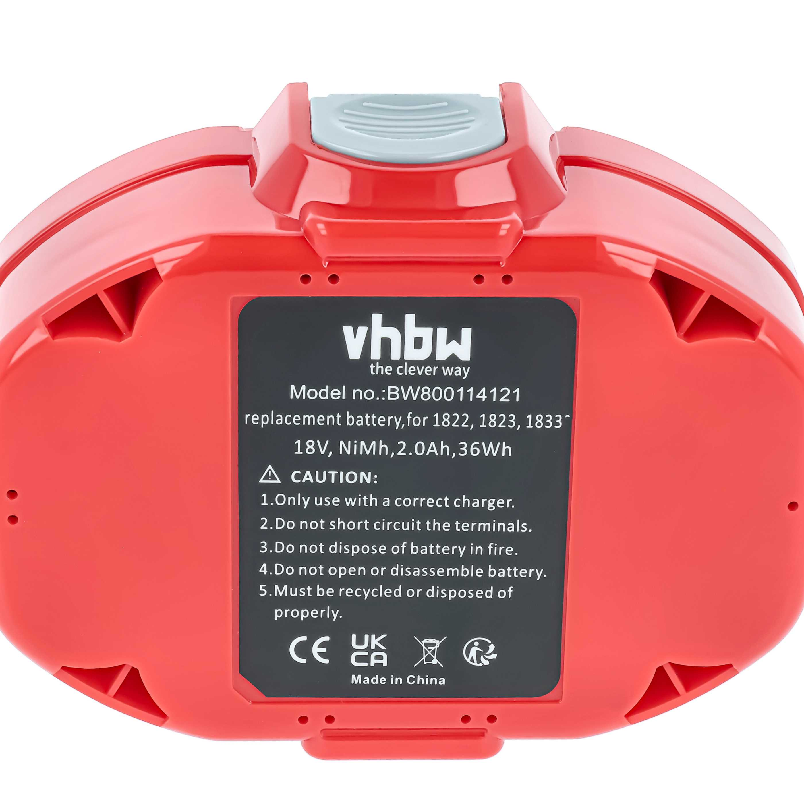 Rote 18V NiMH Ersatzbatterie von vhbw mit Modellnummer BW800114121.