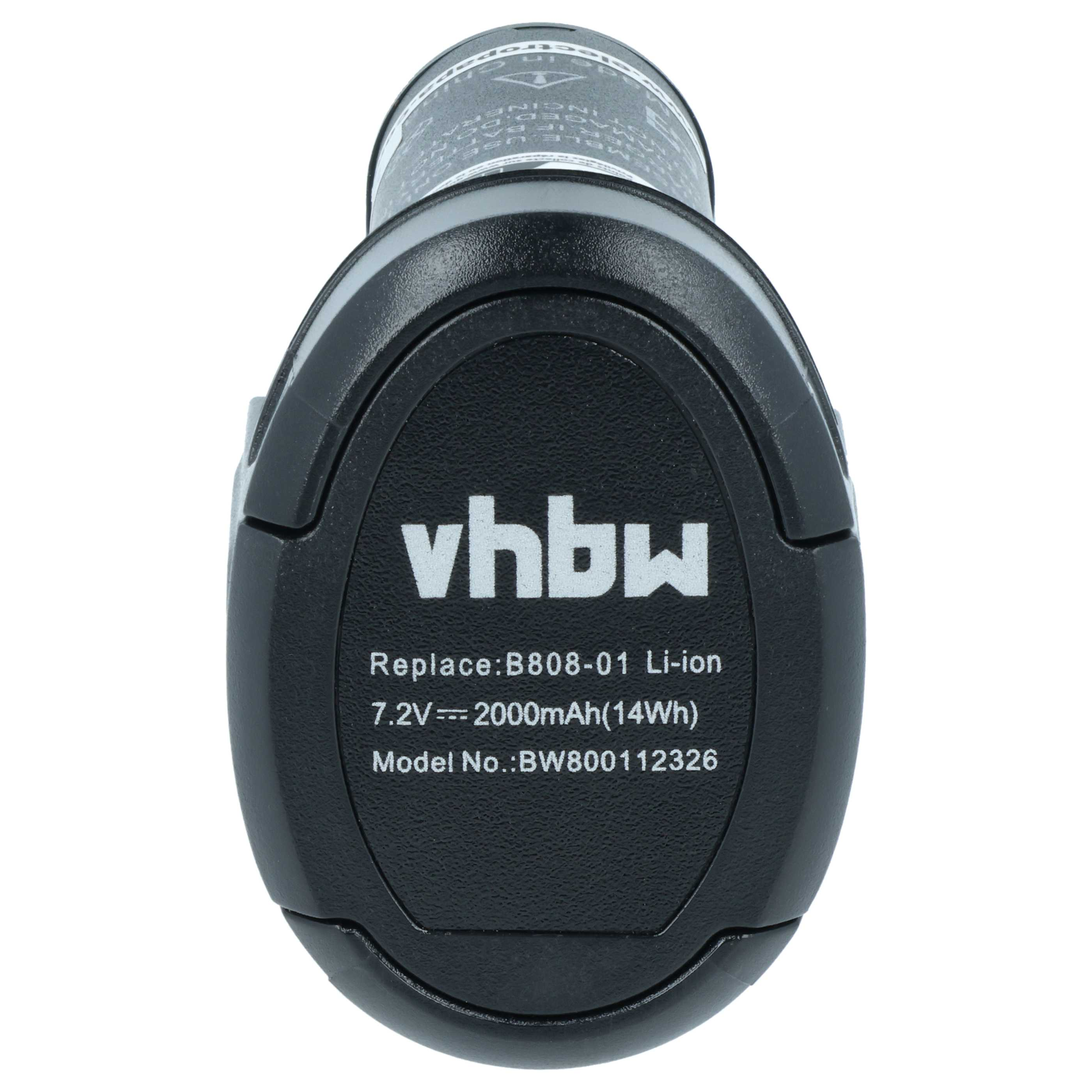Schwarzer Akku mit Beschriftung: vhbw, 7.2V, 2000mAh.