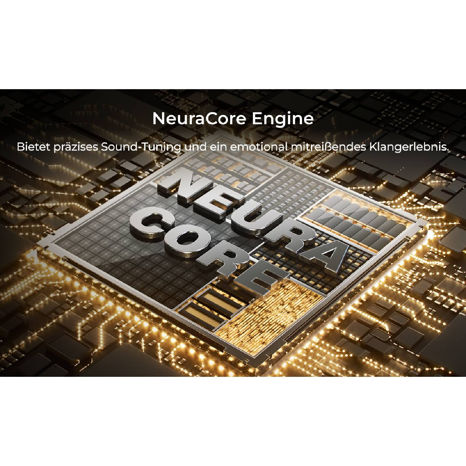 Moteur NeuraCore avec réglage sonore précis. Brillant, futuriste.