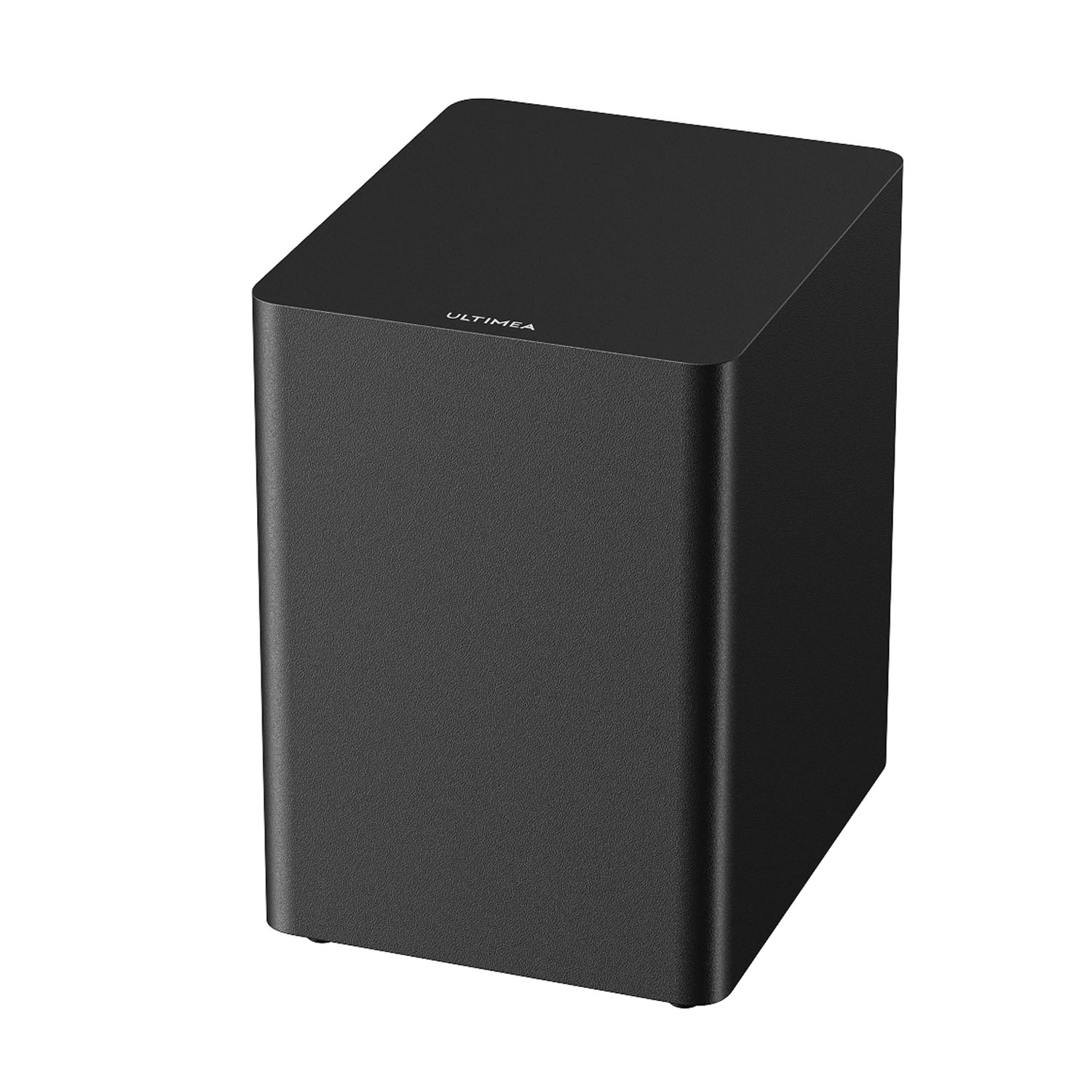 Un haut-parleur rectangulaire noir avec le nom de la marque ULTIMEA sur le dessus.