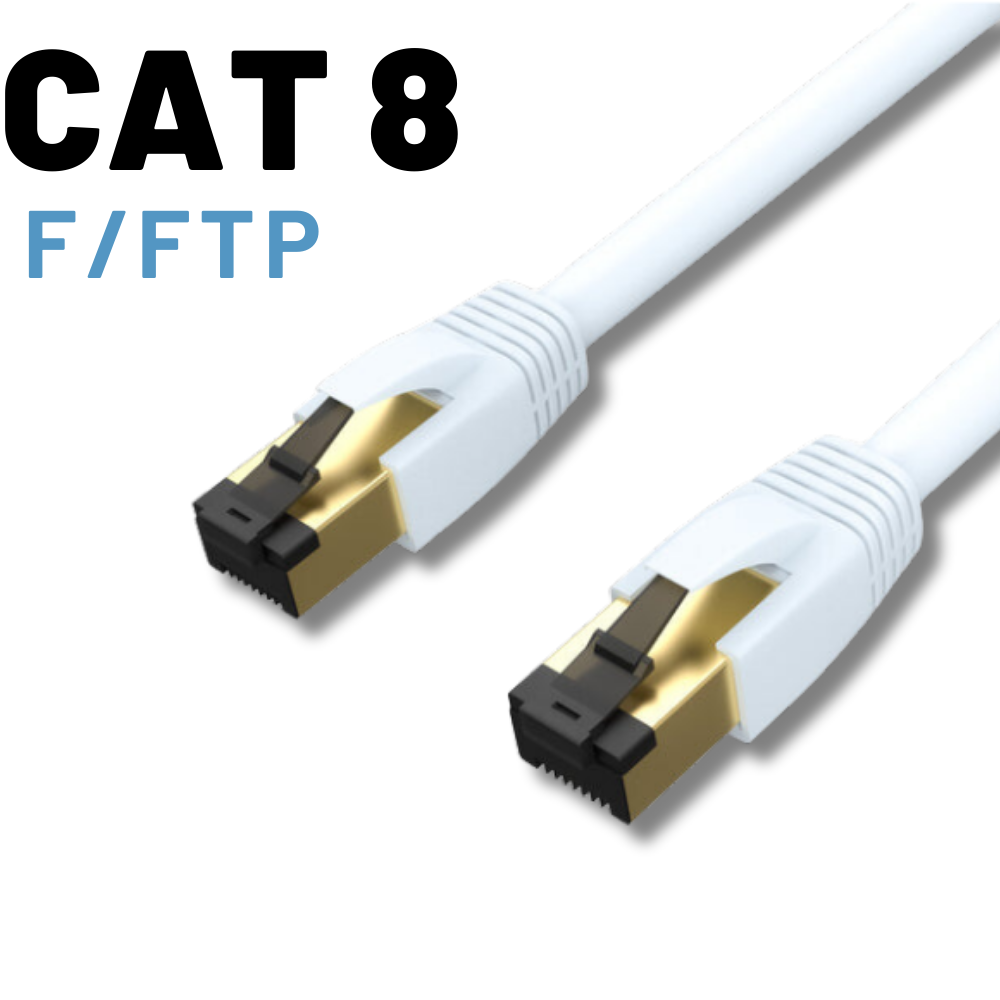 CAT 8 F/FTP ağ kablosu altın kaplama konektörlü.