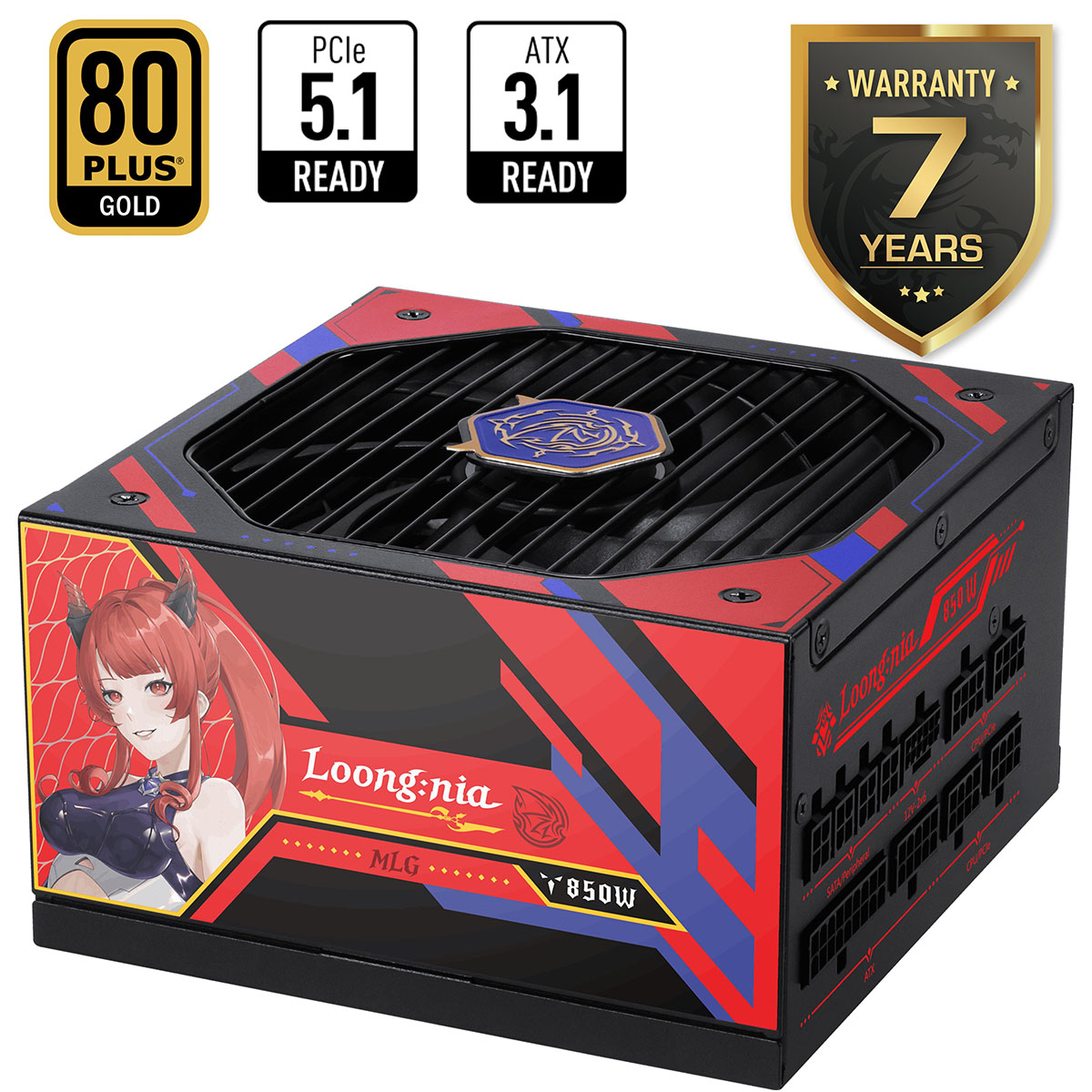 Anime sanatlı 80 PLUS GOLD PSU, PCIe 5.1, ATX 3.1, 7 yıl garanti.
