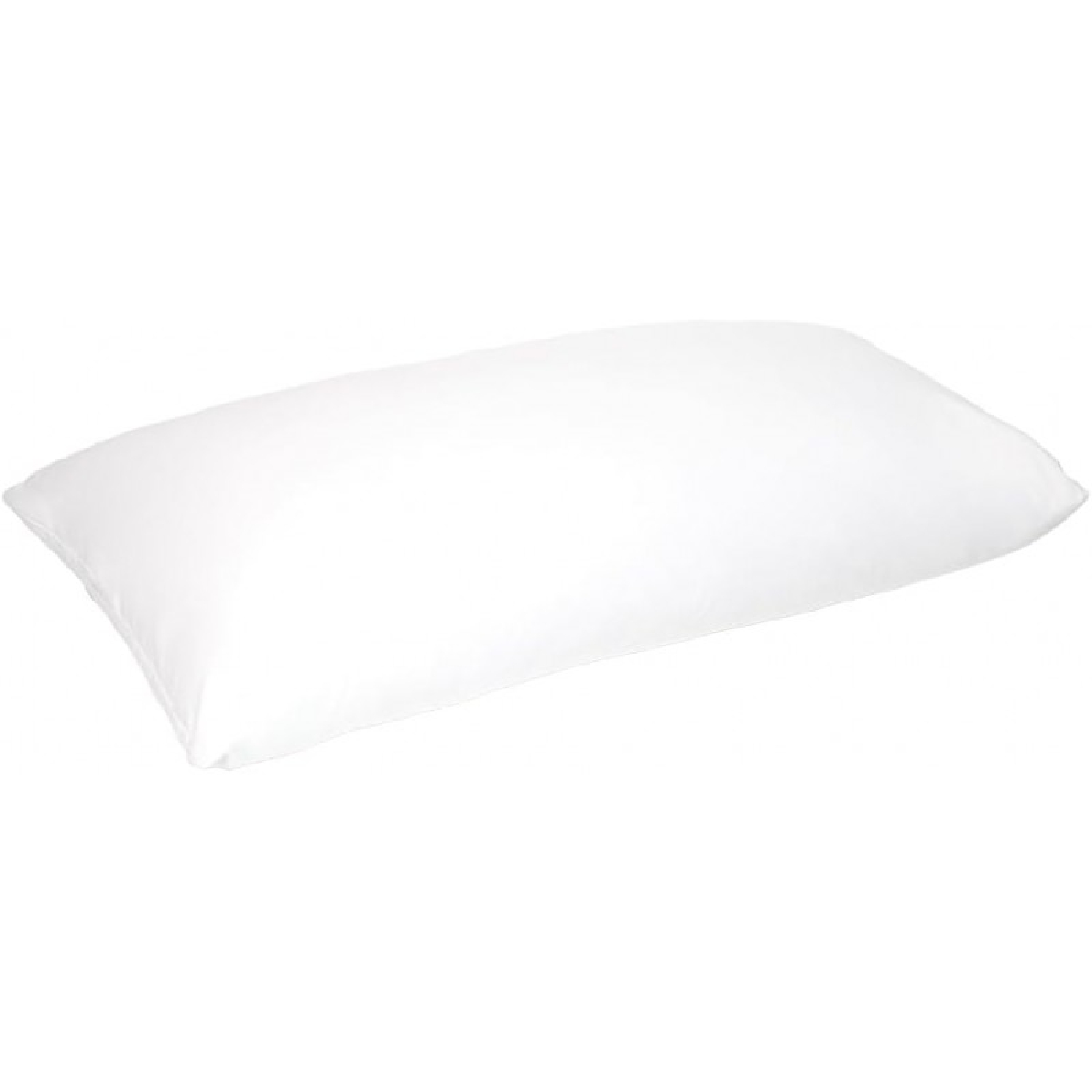 Una almohada blanca yace sobre un fondo blanco.