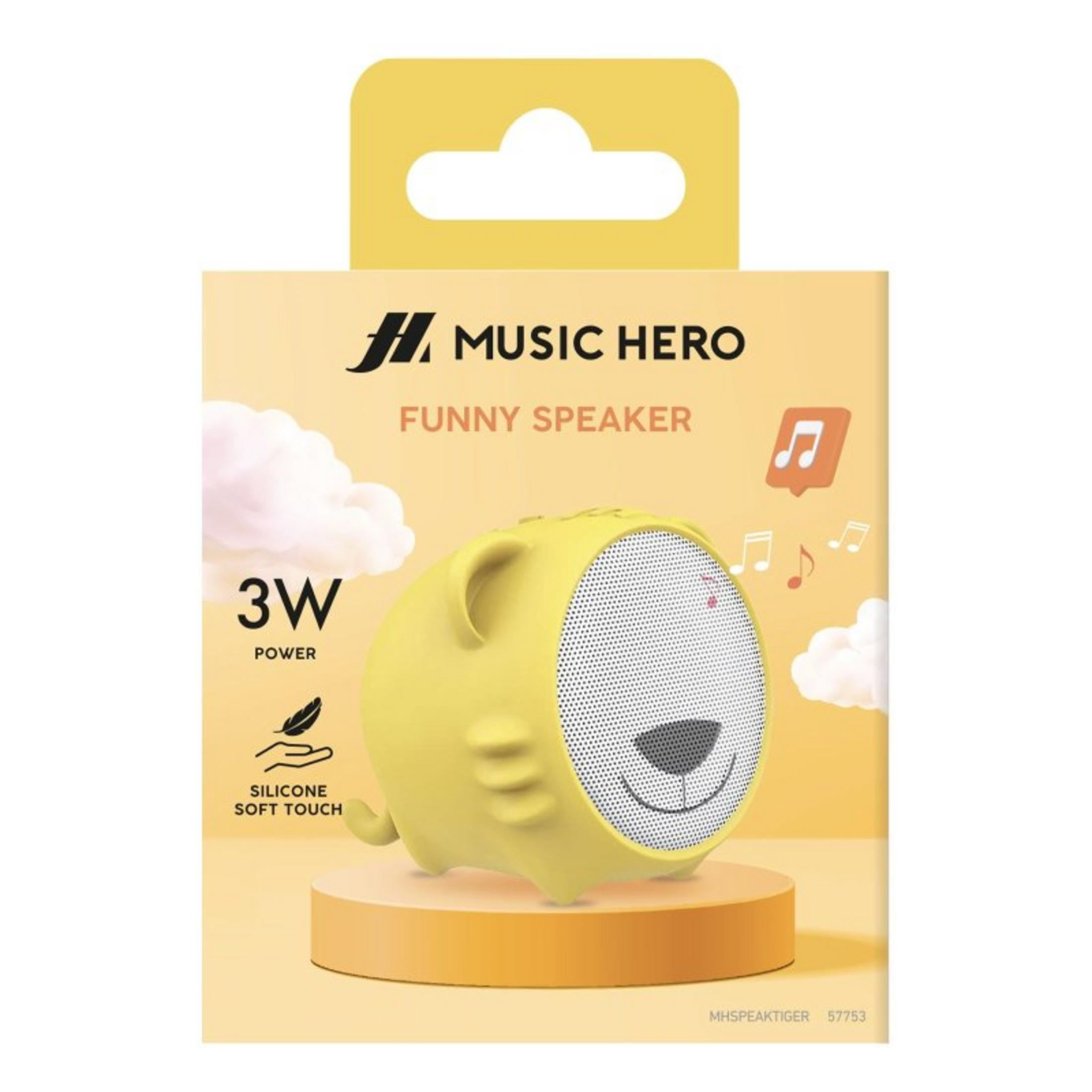 Altoparlante giallo a forma di orso con note musicali e 3W.