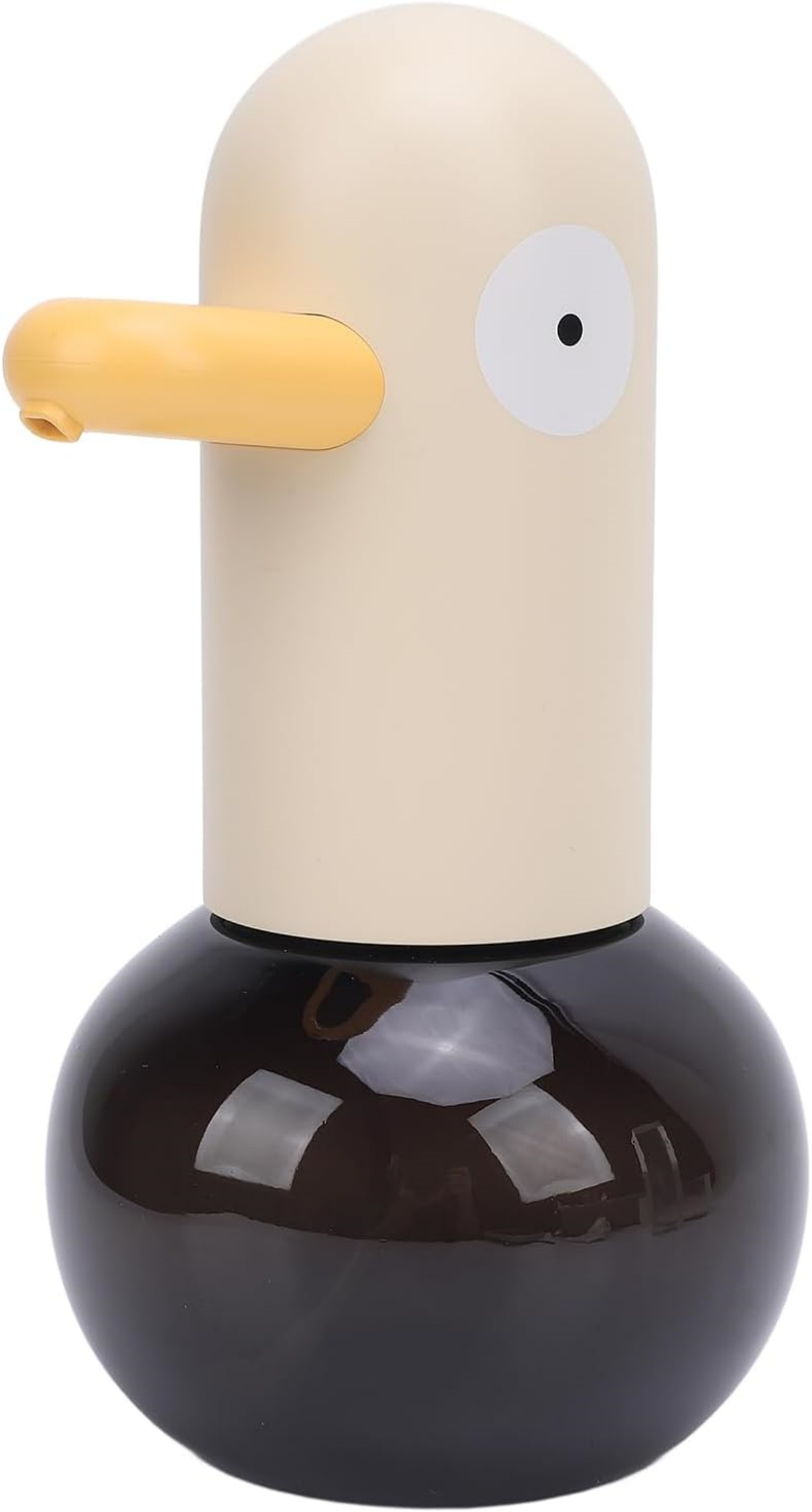 Eine beige Ente mit gelbem Schnabel und schwarzer Basis.