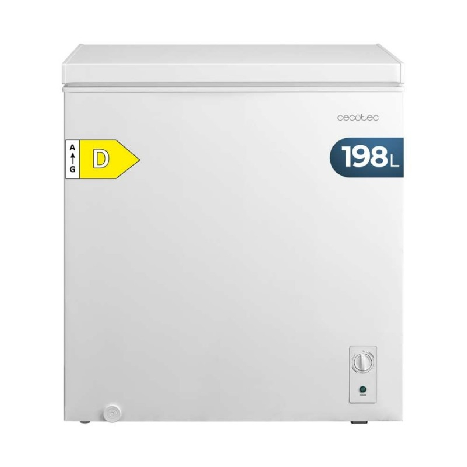 Congelatore orizzontale bianco, classe energetica D, capacità 198L.