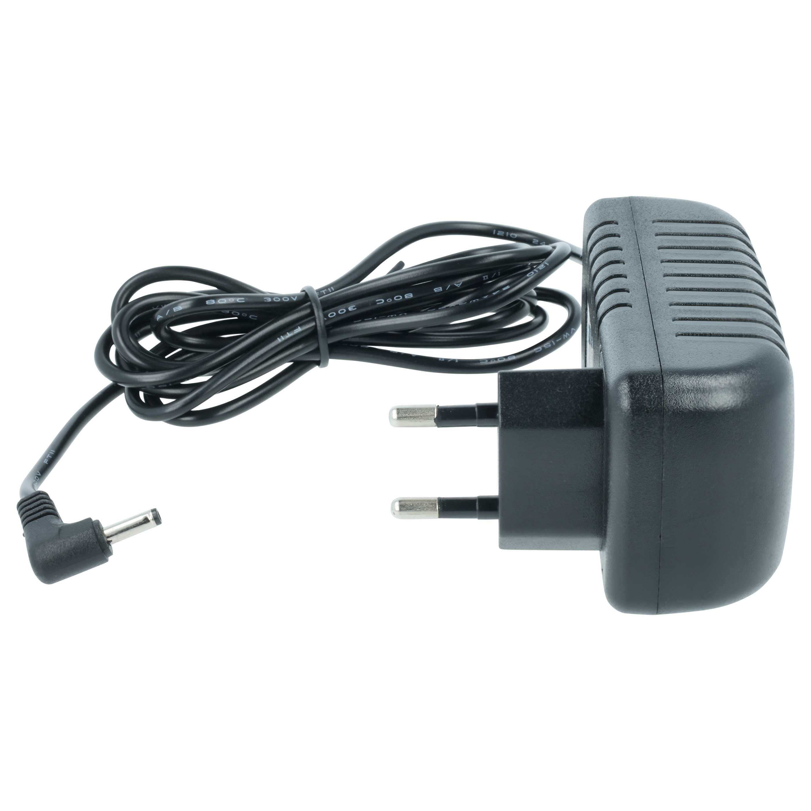 Schwarzes Netzteil mit Kabel und Eurostecker.