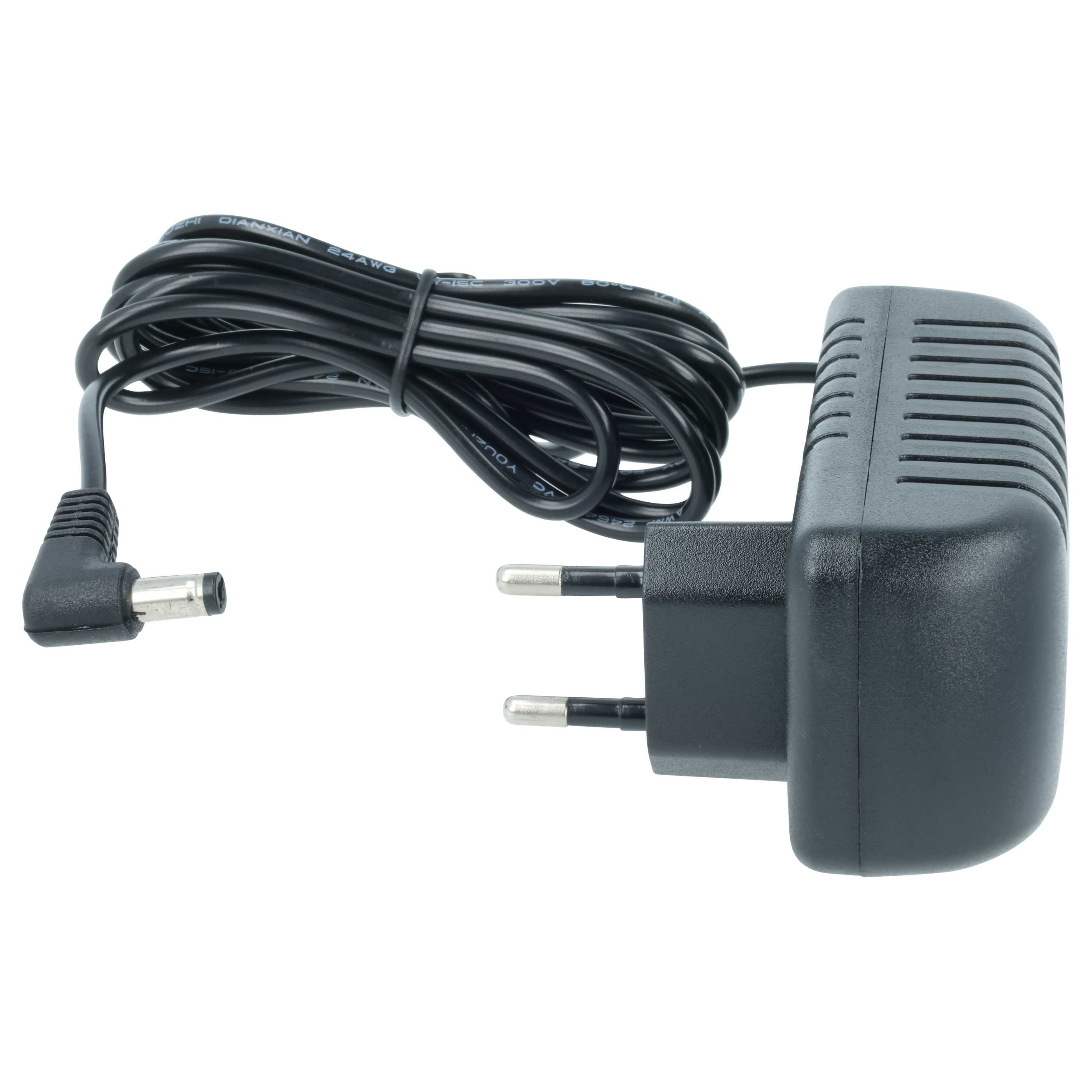 Schwarzes Netzteil mit gewickeltem Kabel und Winkelstecker.
