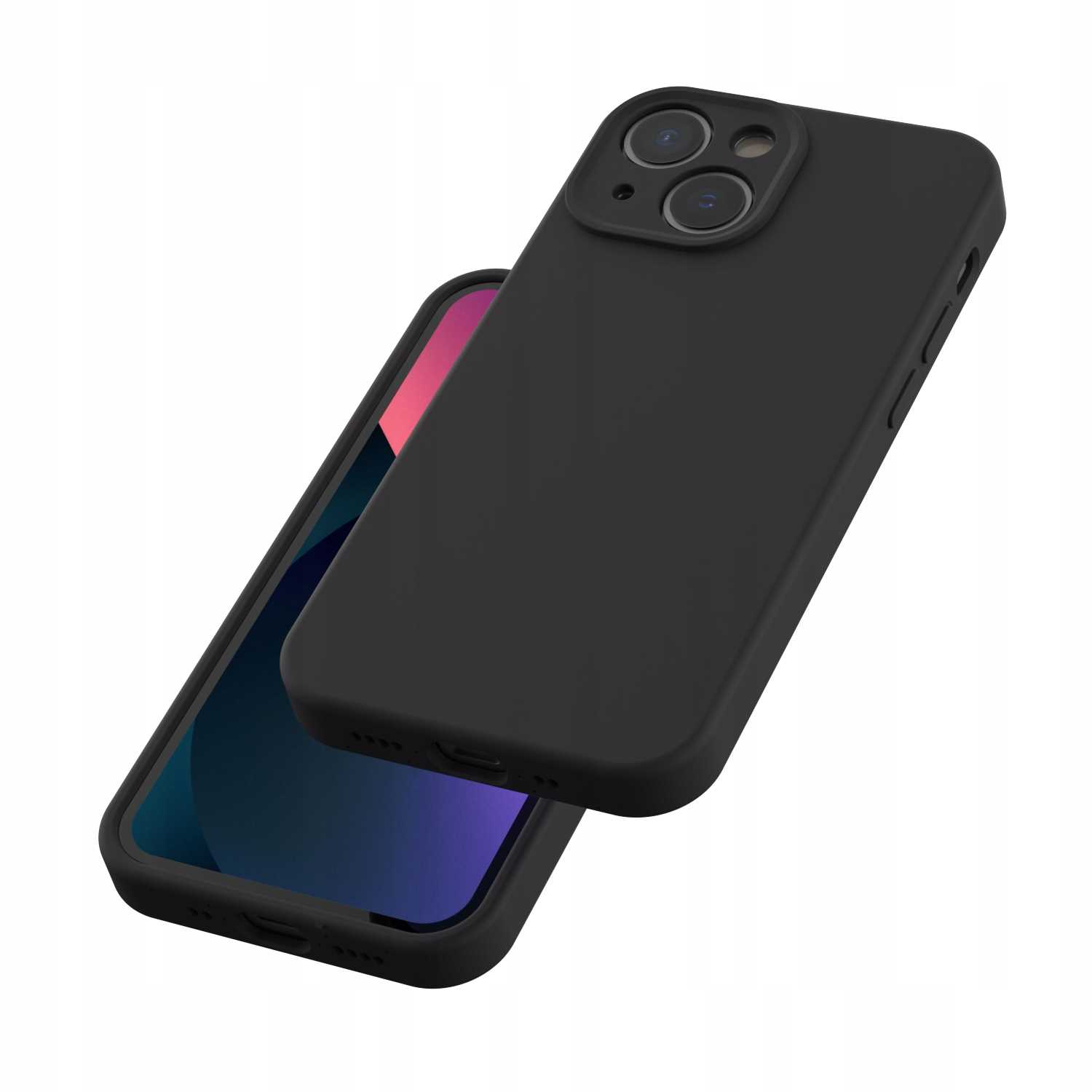 Czarne etui na telefon na smartfonie z niebieskim ekranem.