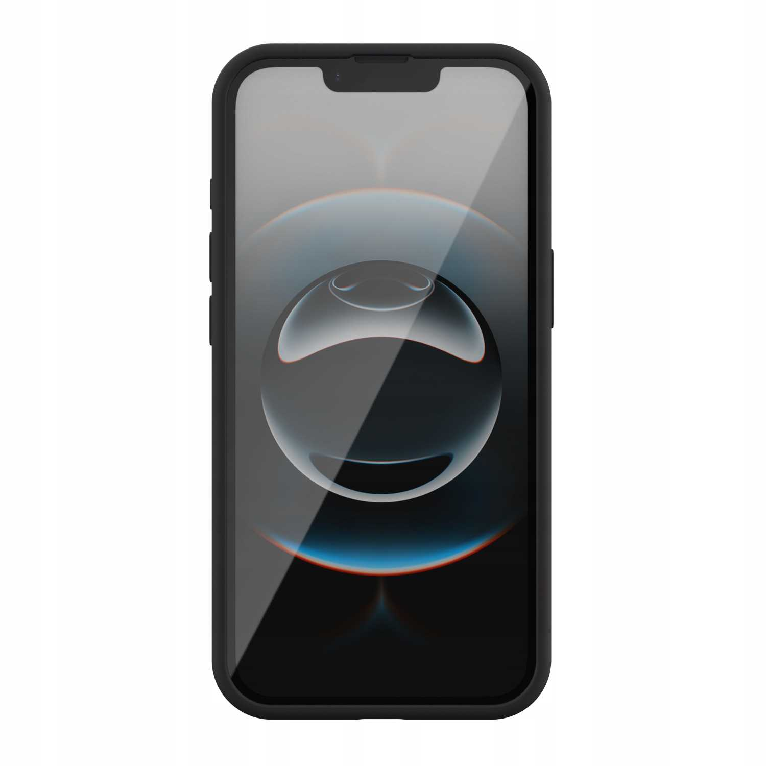 Czarny iPhone z ciemnym tłem i okręgiem światła.