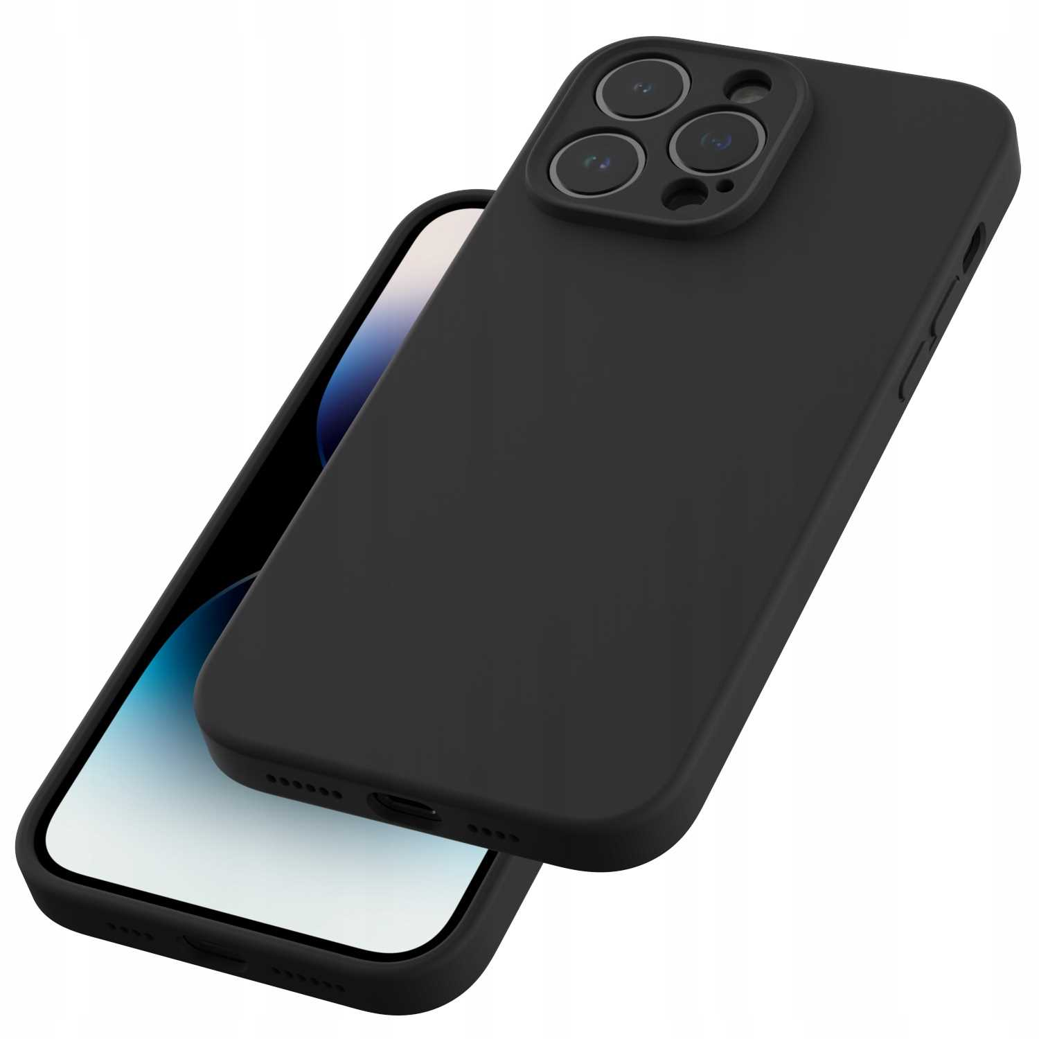Czarne etui na telefon na smartfonie z widocznym ekranem.