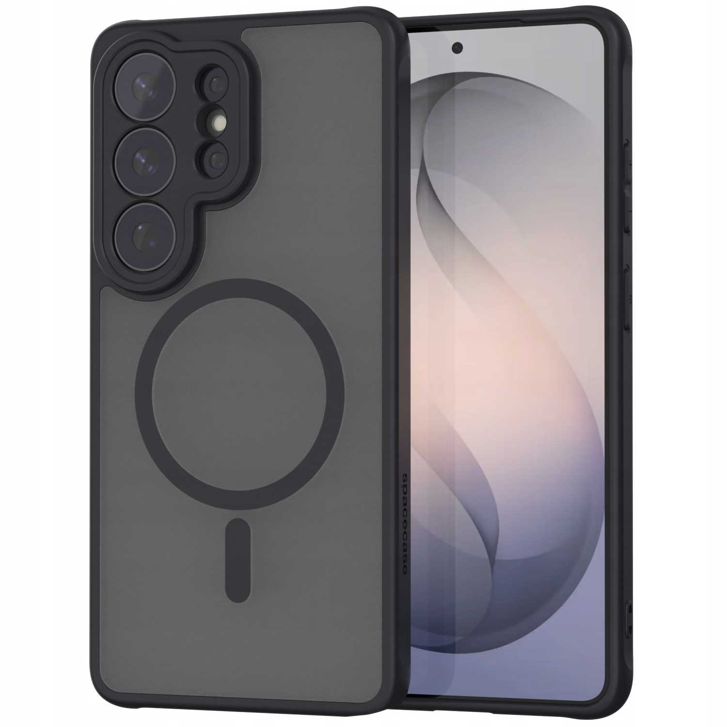 Szara obudowa na telefon z pierścieniem MagSafe na smartfonie.