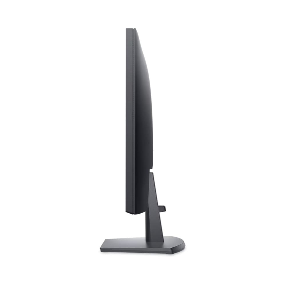 Monitor nero visto di lato, montato su un supporto.