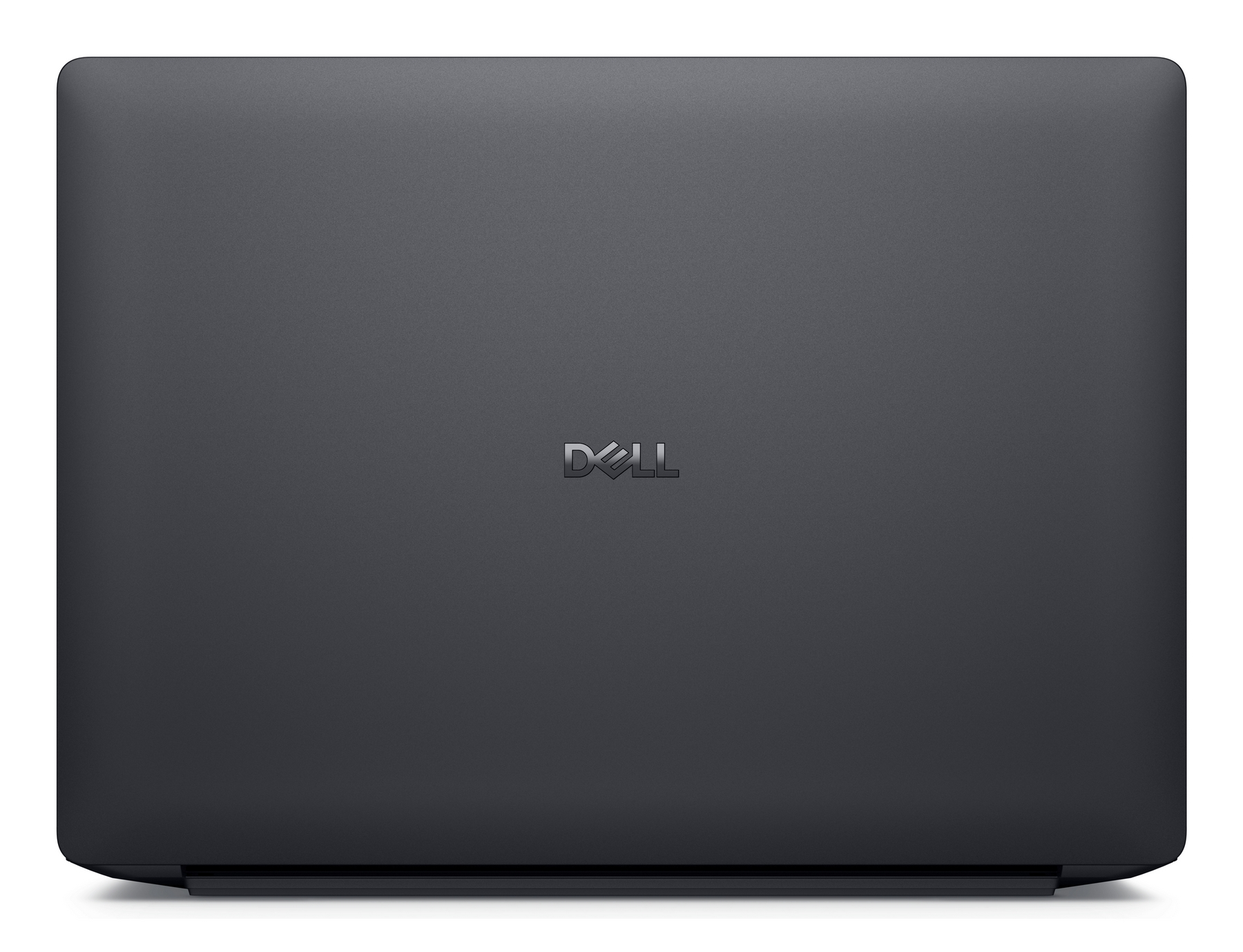 Laptop Dell grigio scuro chiuso con logo Dell al centro.