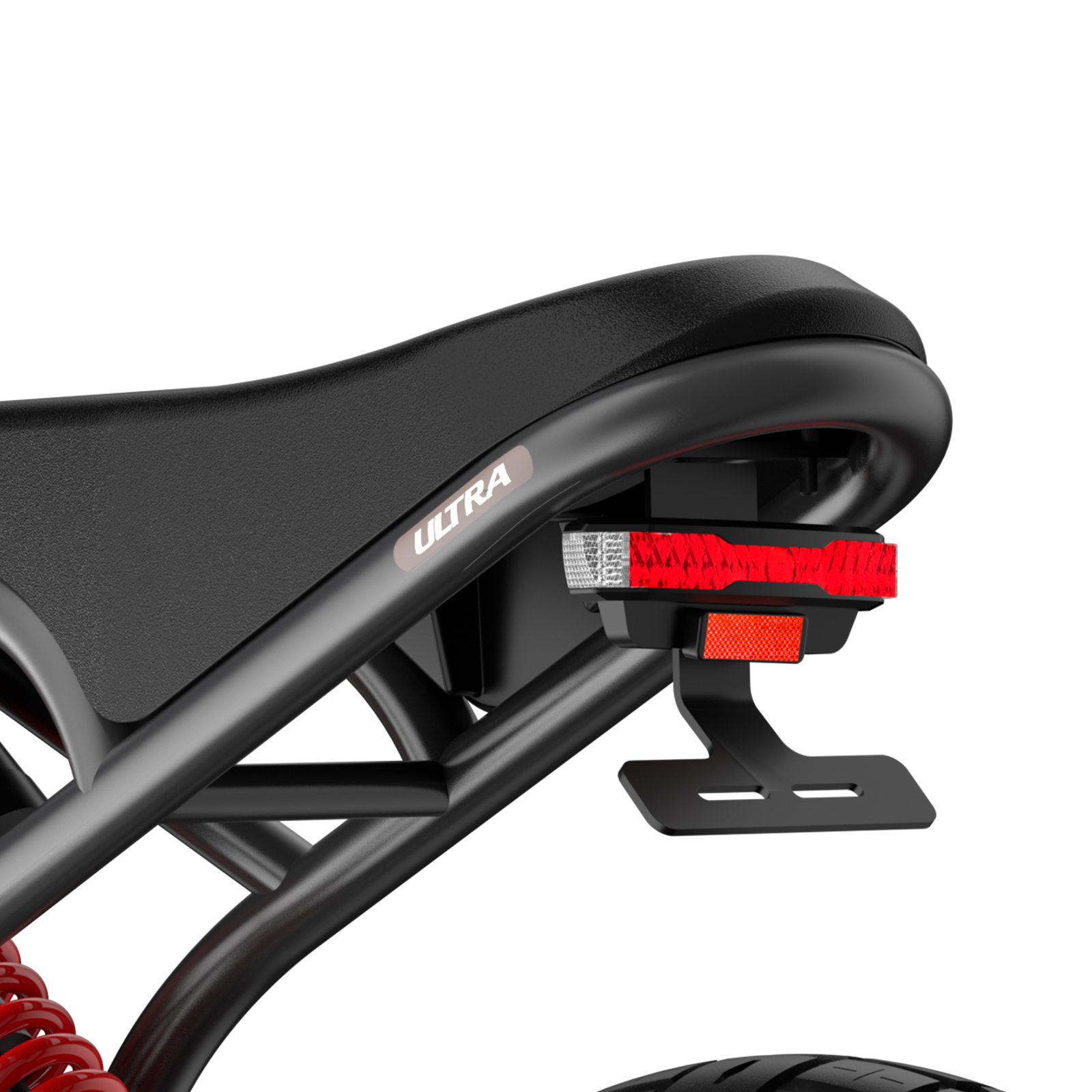 Tylne światło motocykla i uchwyt tablicy rejestracyjnej z logo ULTRA.