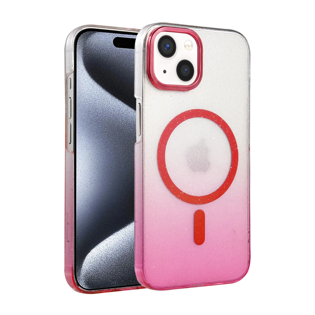 NEWFACE iPhone 15 Uyumlu Glossy Magsafe Kapak Telefon Kılıfı Pembe