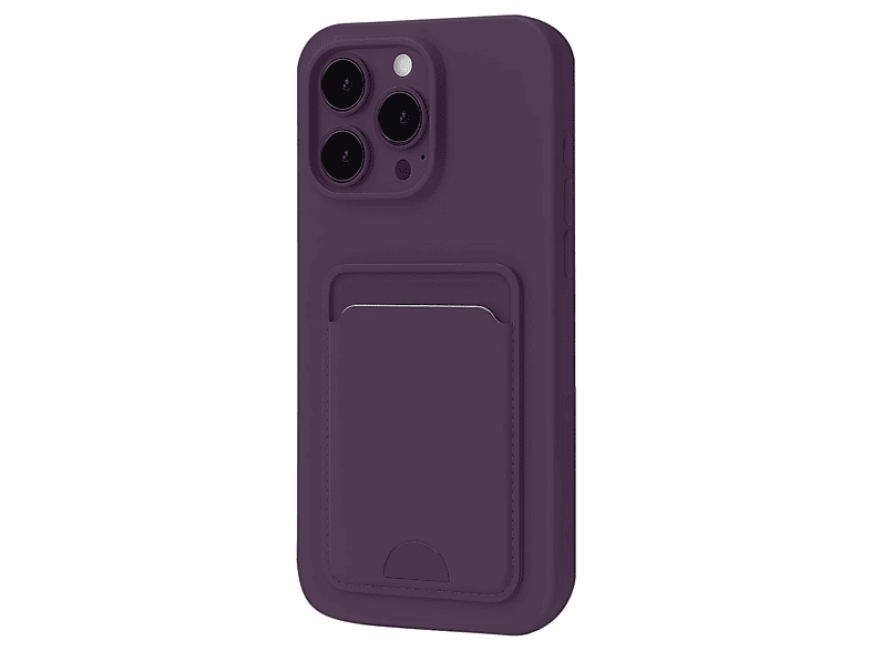 NEWFACE iPhone 16 Pro Uyumlu Kelvin Kartvizitli Silikon Telefon Kılıfı Derin Mor