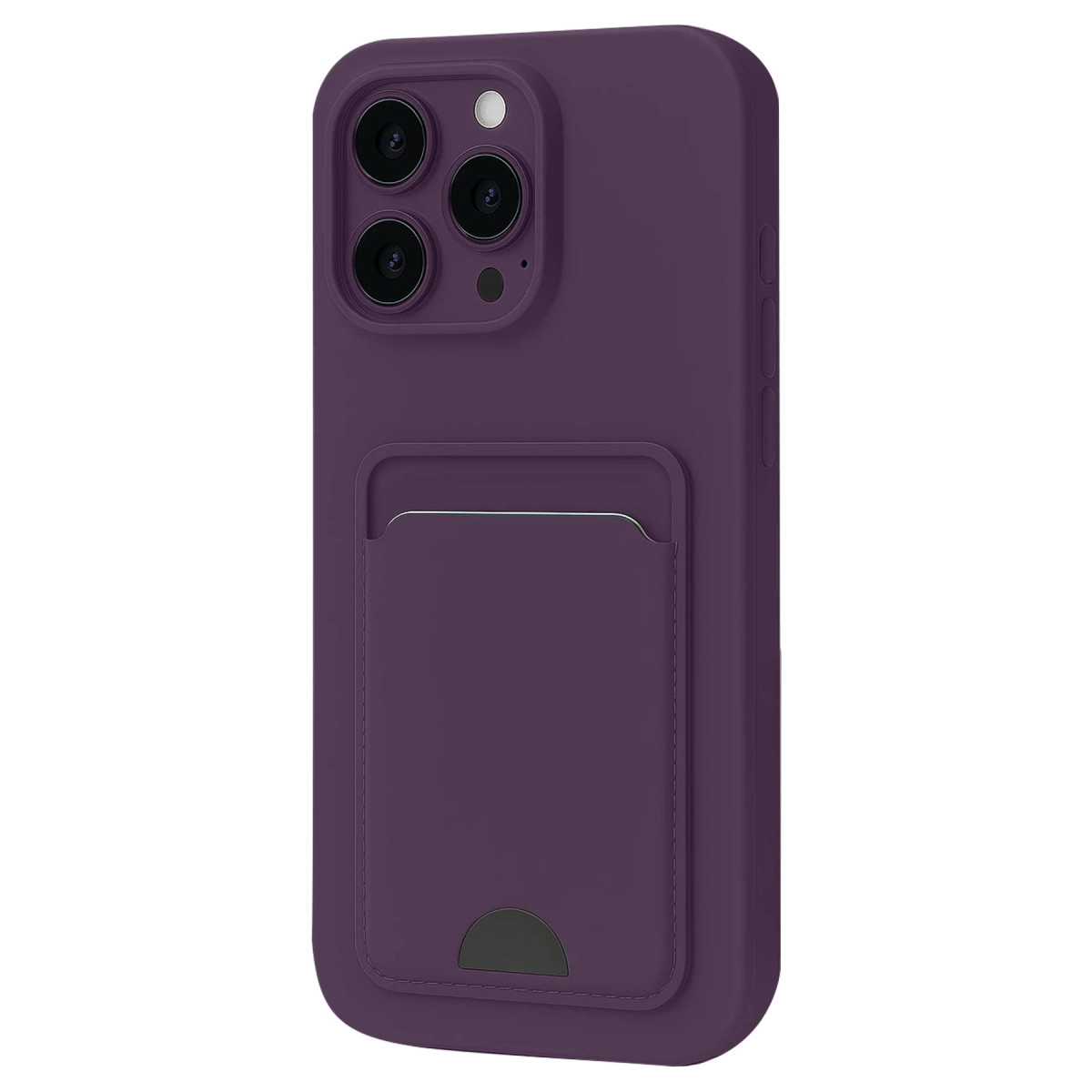 NEWFACE iPhone 16 Pro Uyumlu Kelvin Kartvizitli Silikon Telefon Kılıfı Derin Mor