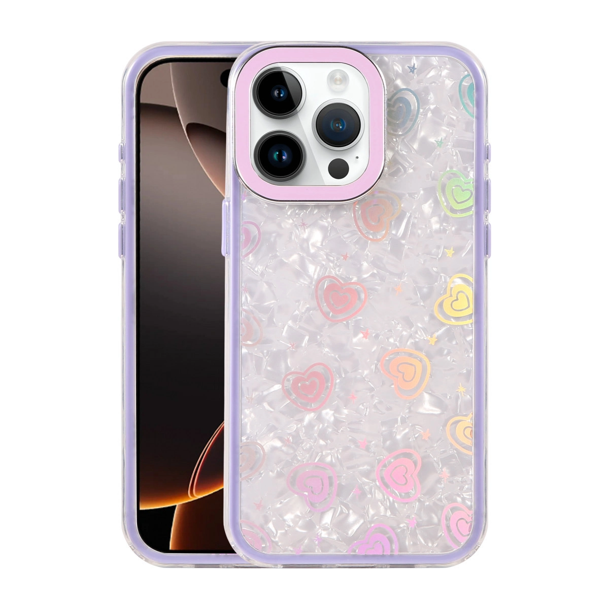 NEWFACE iPhone 14 Pro Max Uyumlu Lumi Desenli Kapak Telefon Kılıfı Mor