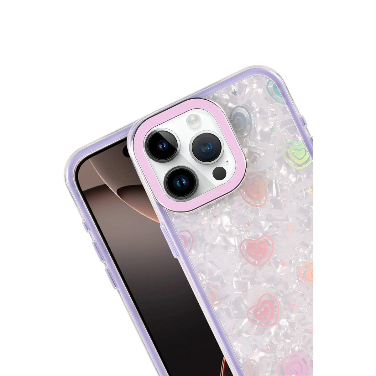 NEWFACE iPhone 16 Pro Uyumlu Lumi Desenli Kapak Telefon Kılıfı Mor