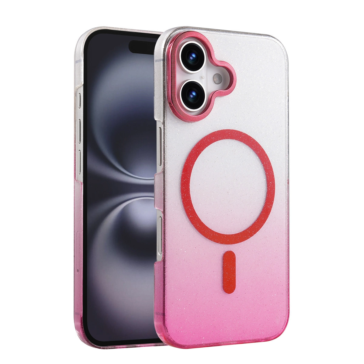 NEWFACE iPhone 16 Uyumlu Glossy Magsafe Kapak Telefon Kılıfı Pembe