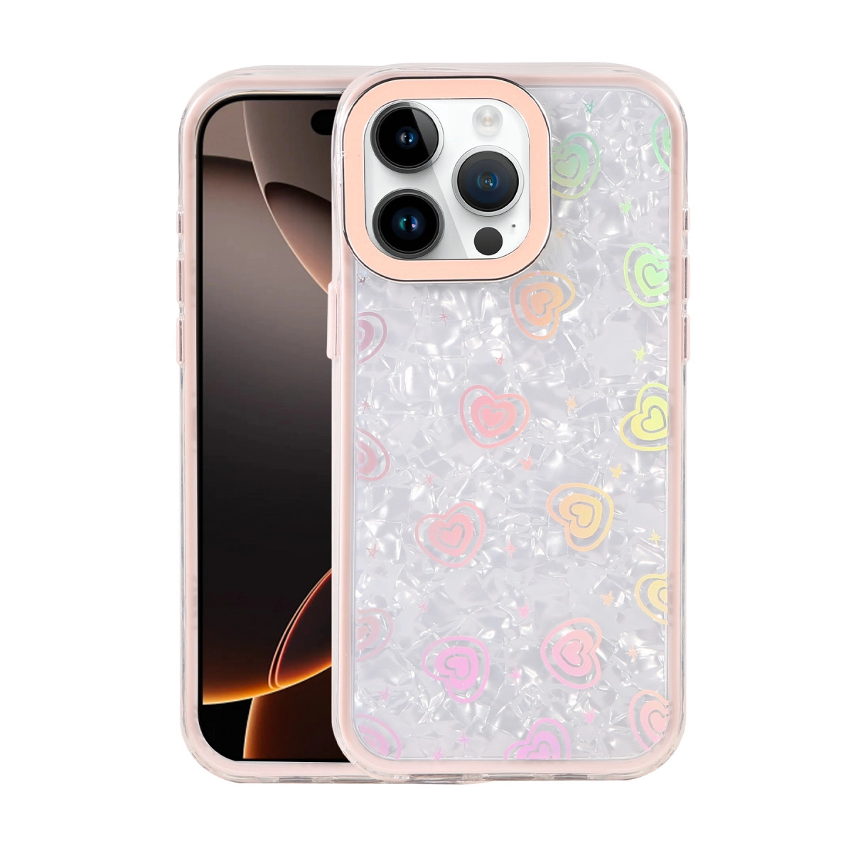 NEWFACE iPhone 16 Pro Max Uyumlu Lumi Desenli Kapak Telefon Kılıfı Pembe