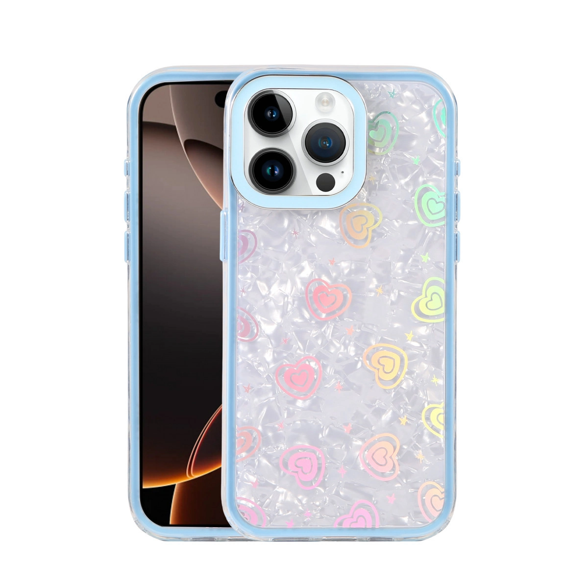 NEWFACE iPhone 14 Pro Max Uyumlu Lumi Desenli Kapak Telefon Kılıfı Mavi