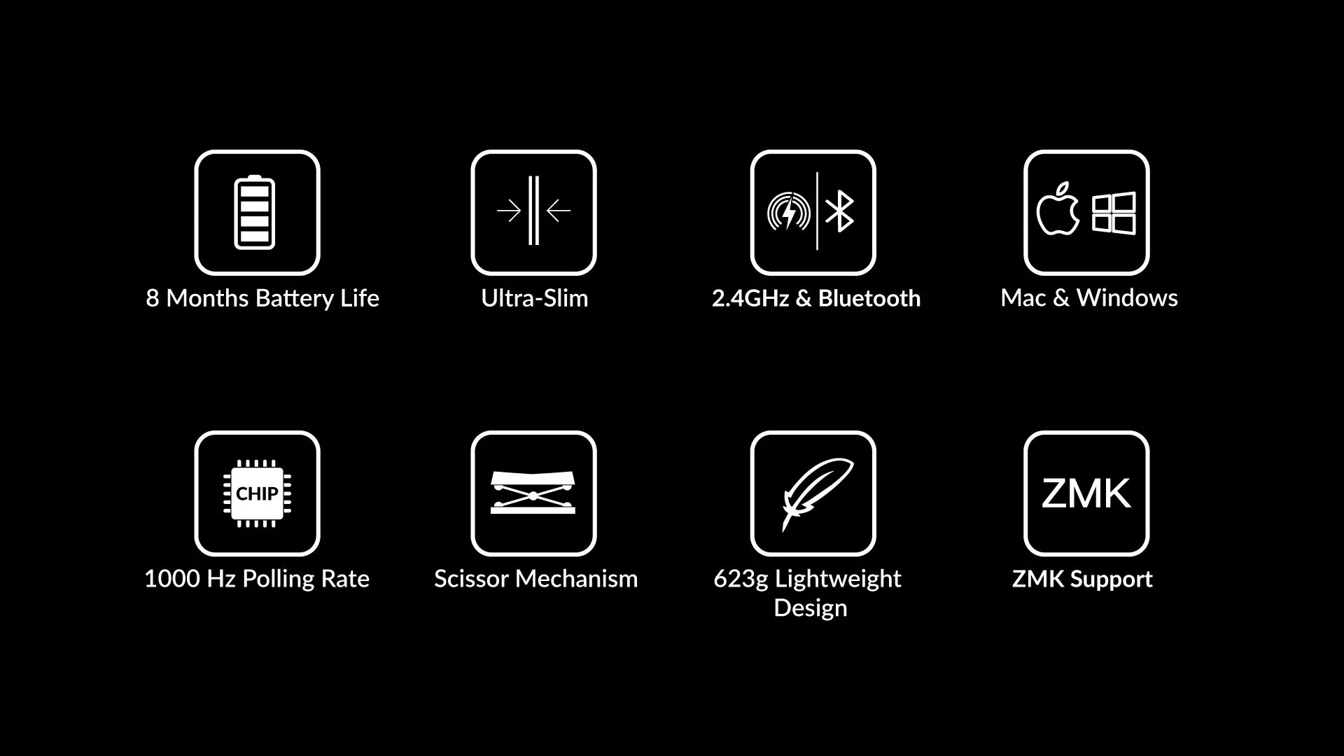 Funkcje: bateria 8 mies., ultra-cienki, 2.4GHz/Bluetooth, Mac/Windows, 1000Hz, mechanizm nożycowy.