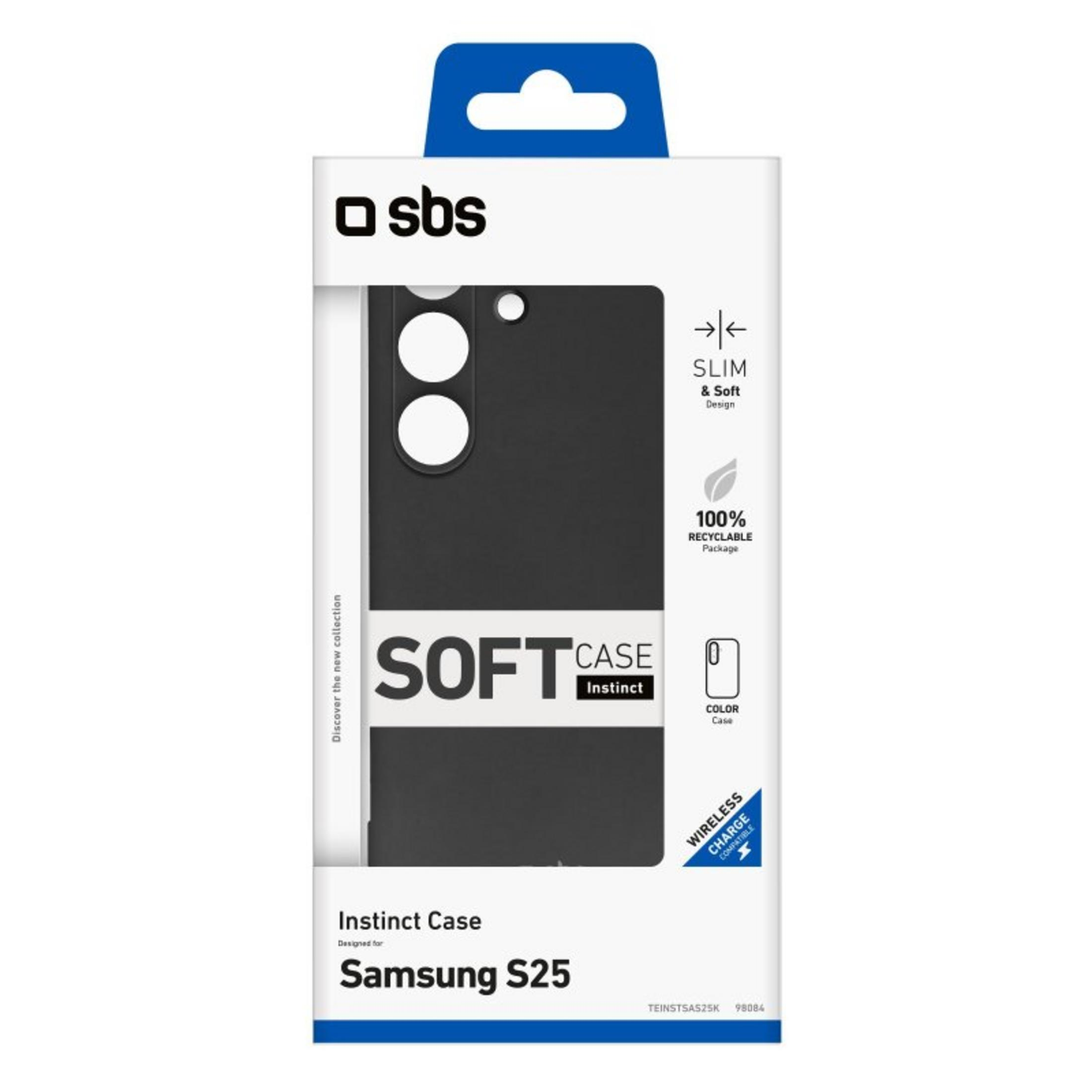 SBS Instinct Hülle für Samsung S25, schwarz, schlank & Soft Design, recycelbar.