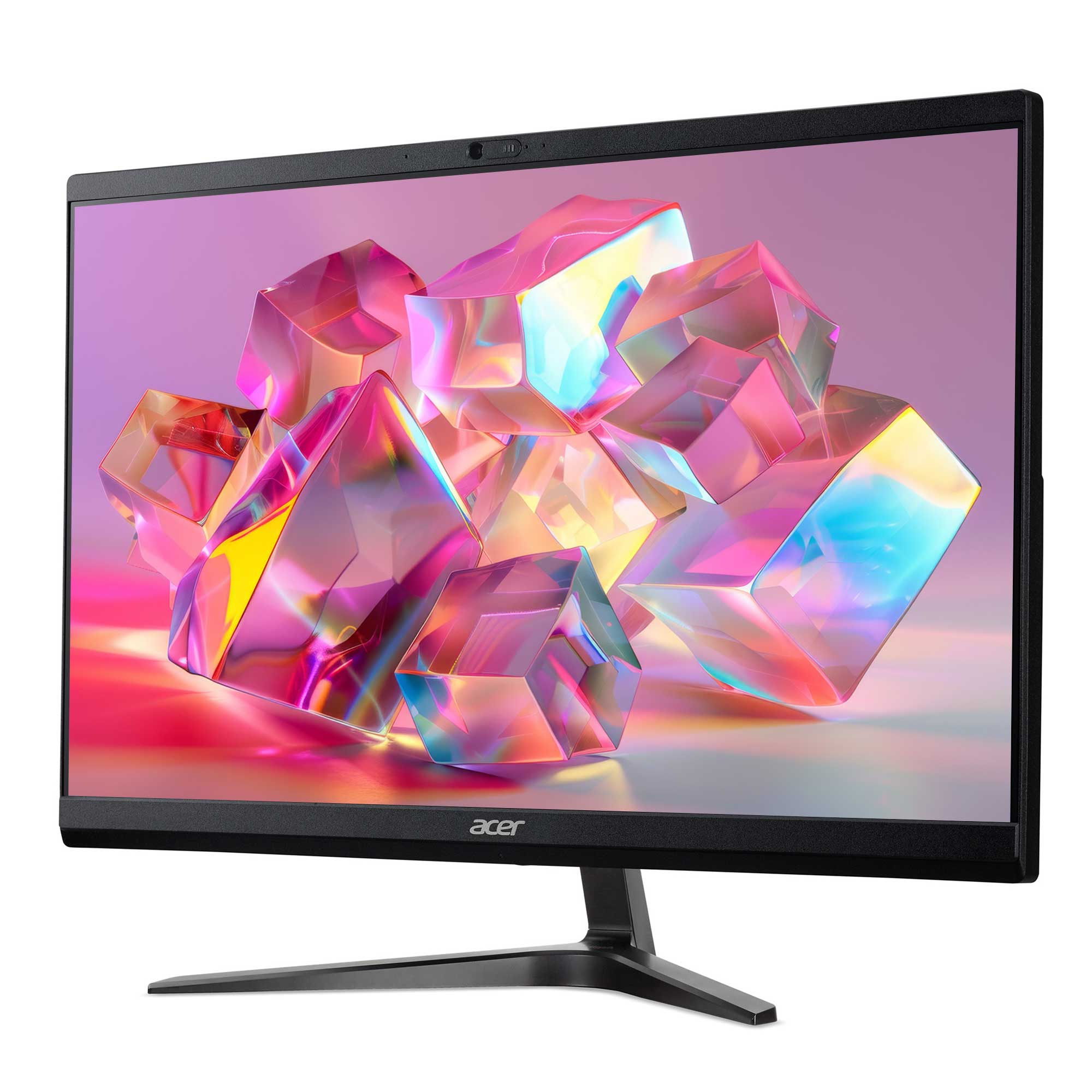 Renkli, soyut bir arka plana sahip Acer monitör.