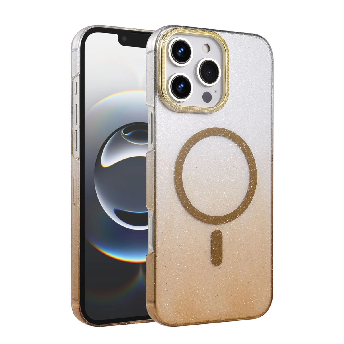 NEWFACE iPhone 16 Pro Uyumlu Glossy Magsafe Kapak Telefon Kılıfı Çöl Titanyum