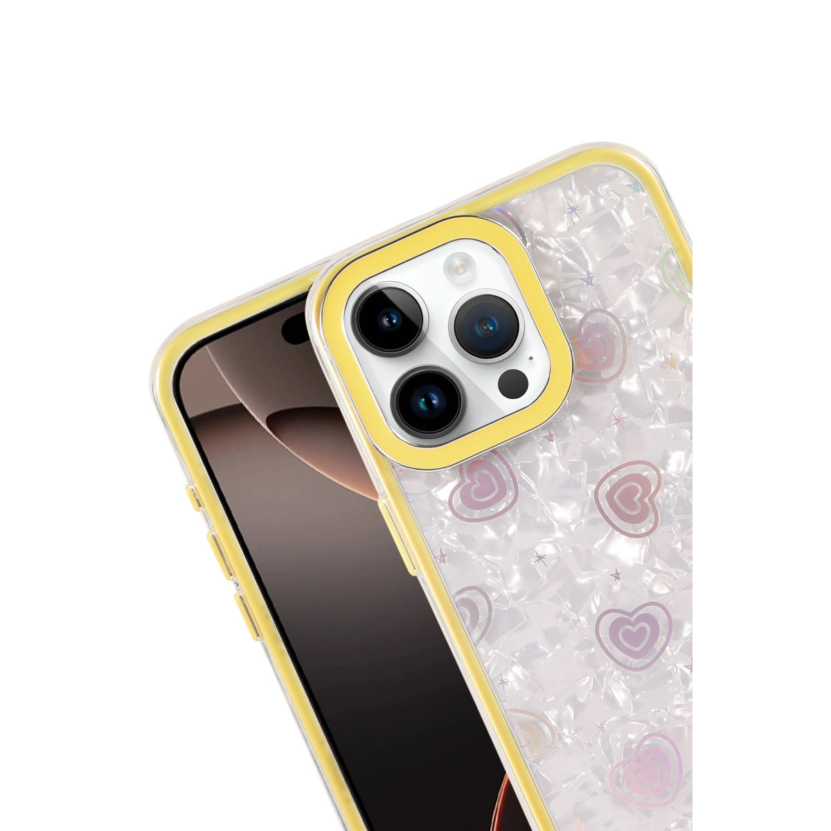 NEWFACE iPhone 16 Pro Max Uyumlu Lumi Desenli Kapak Telefon Kılıfı Sarı