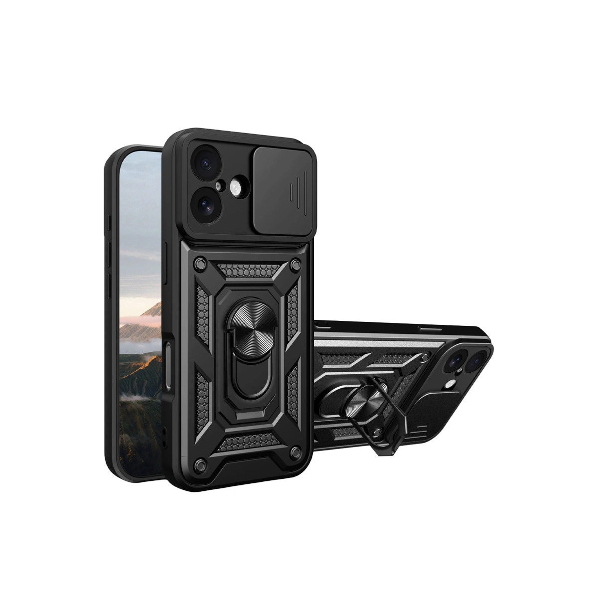 NEWFACE iPhone 17 Uyumlu Pars Lens Yüzüklü Silikon Telefon Kılıfı Siyah
