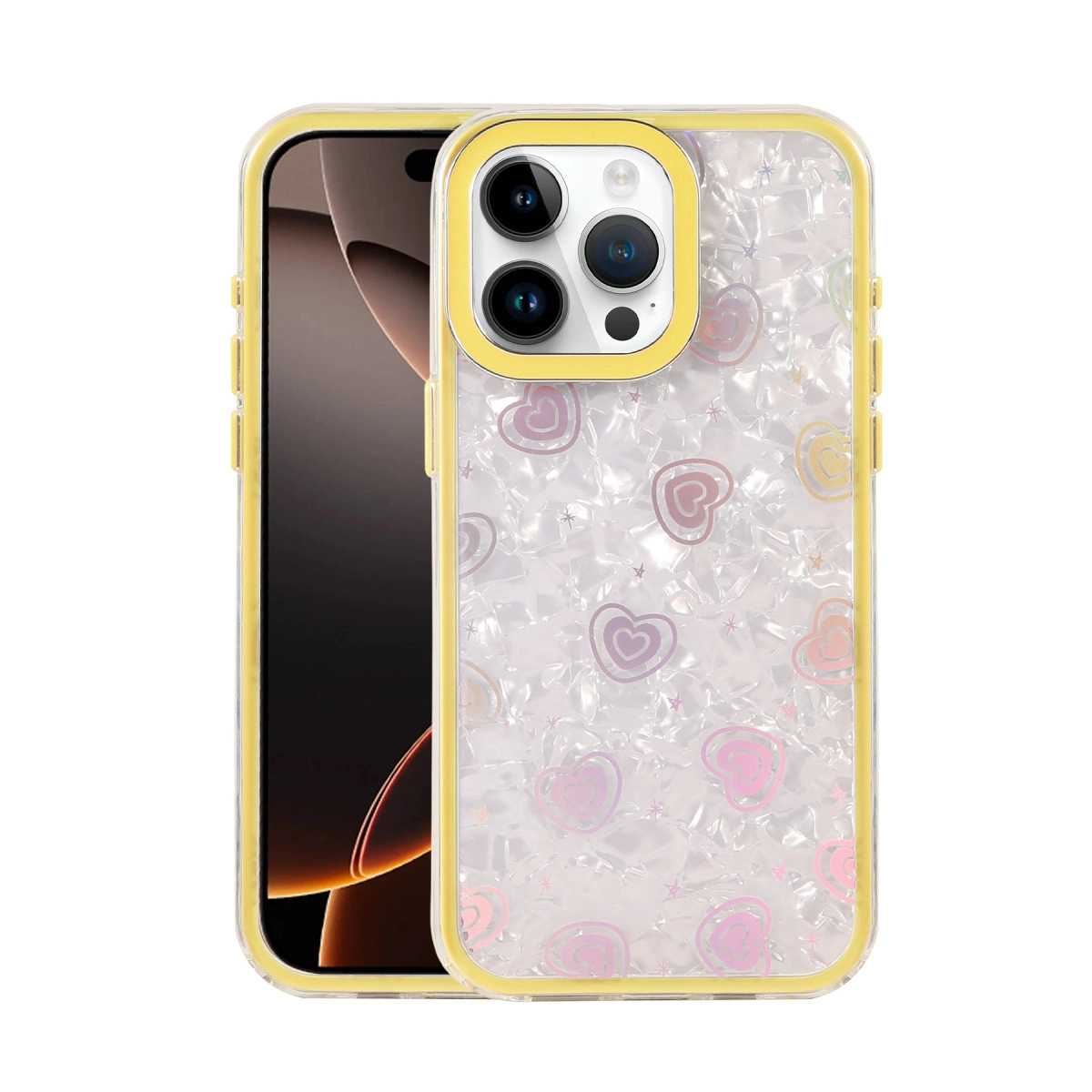 NEWFACE iPhone 15 Pro Max Uyumlu Lumi Desenli Kapak Telefon Kılıfı Sarı