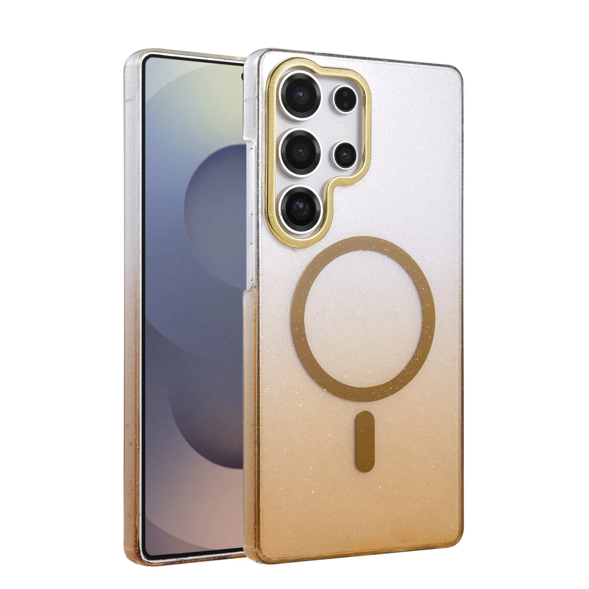 NEWFACE Samsung Galaxy S23 Ultra Uyumlu Glossy Magsafe Kapak Telefon Kılıfı Çöl Titanyum