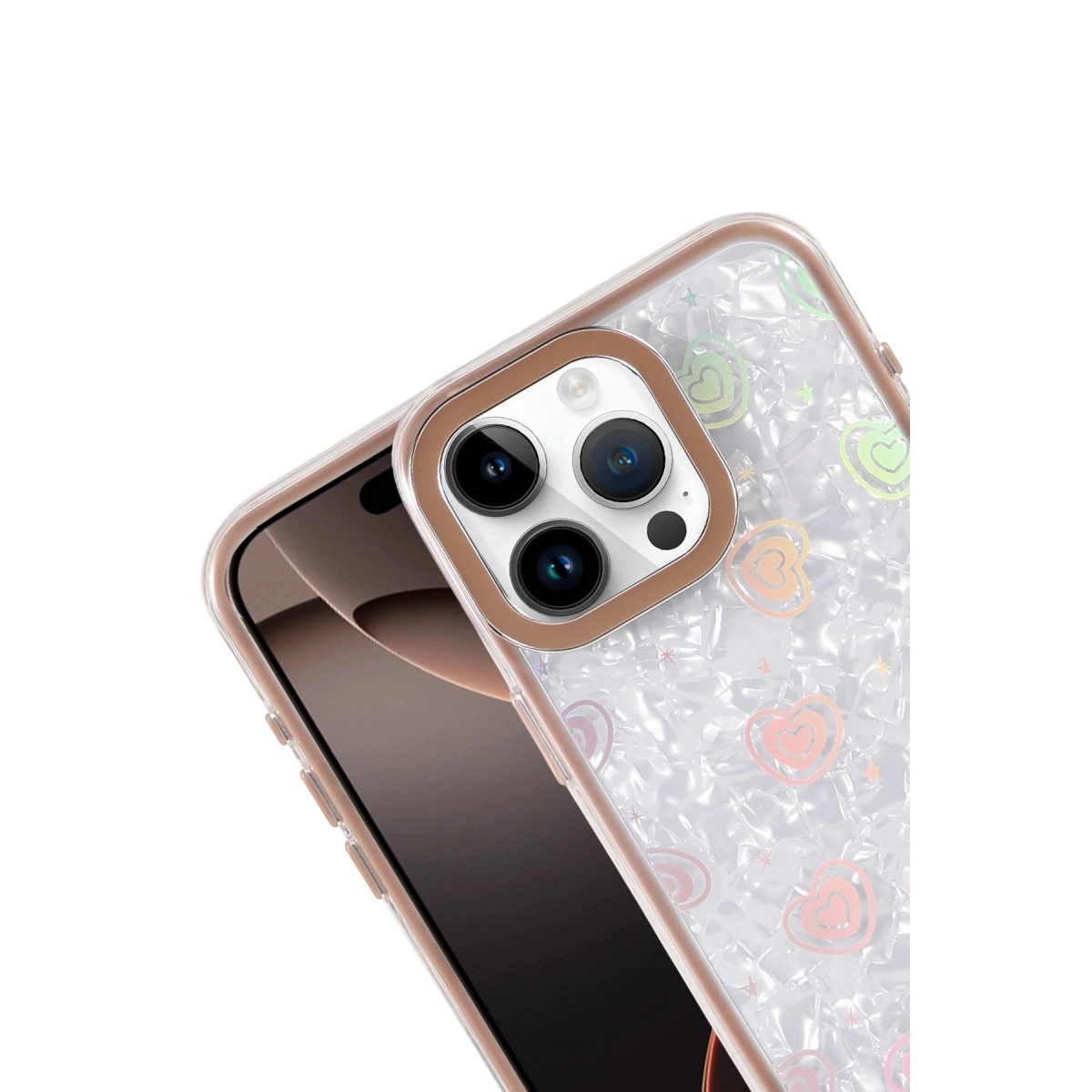 NEWFACE iPhone 15 Pro Max Uyumlu Lumi Desenli Kapak Telefon Kılıfı Çöl Titanyum
