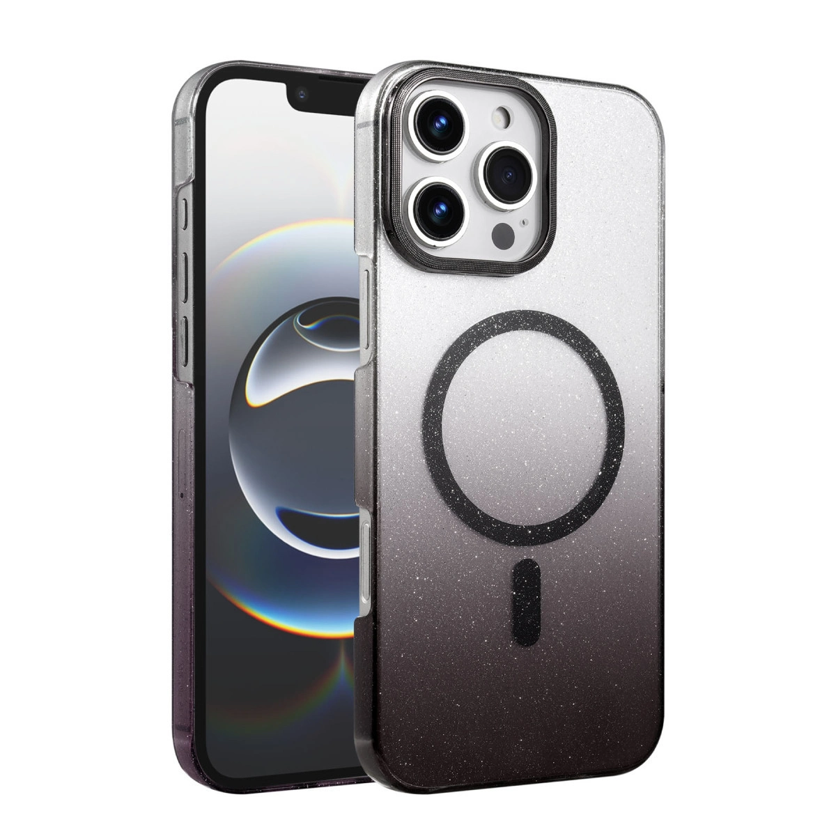 NEWFACE iPhone 16 Pro Max Uyumlu Glossy Magsafe Kapak Telefon Kılıfı Siyah
