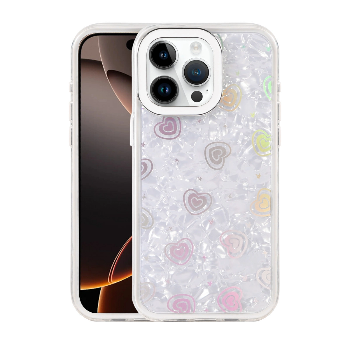 NEWFACE iPhone 16 Pro Max Uyumlu Lumi Desenli Kapak Telefon Kılıfı Beyaz