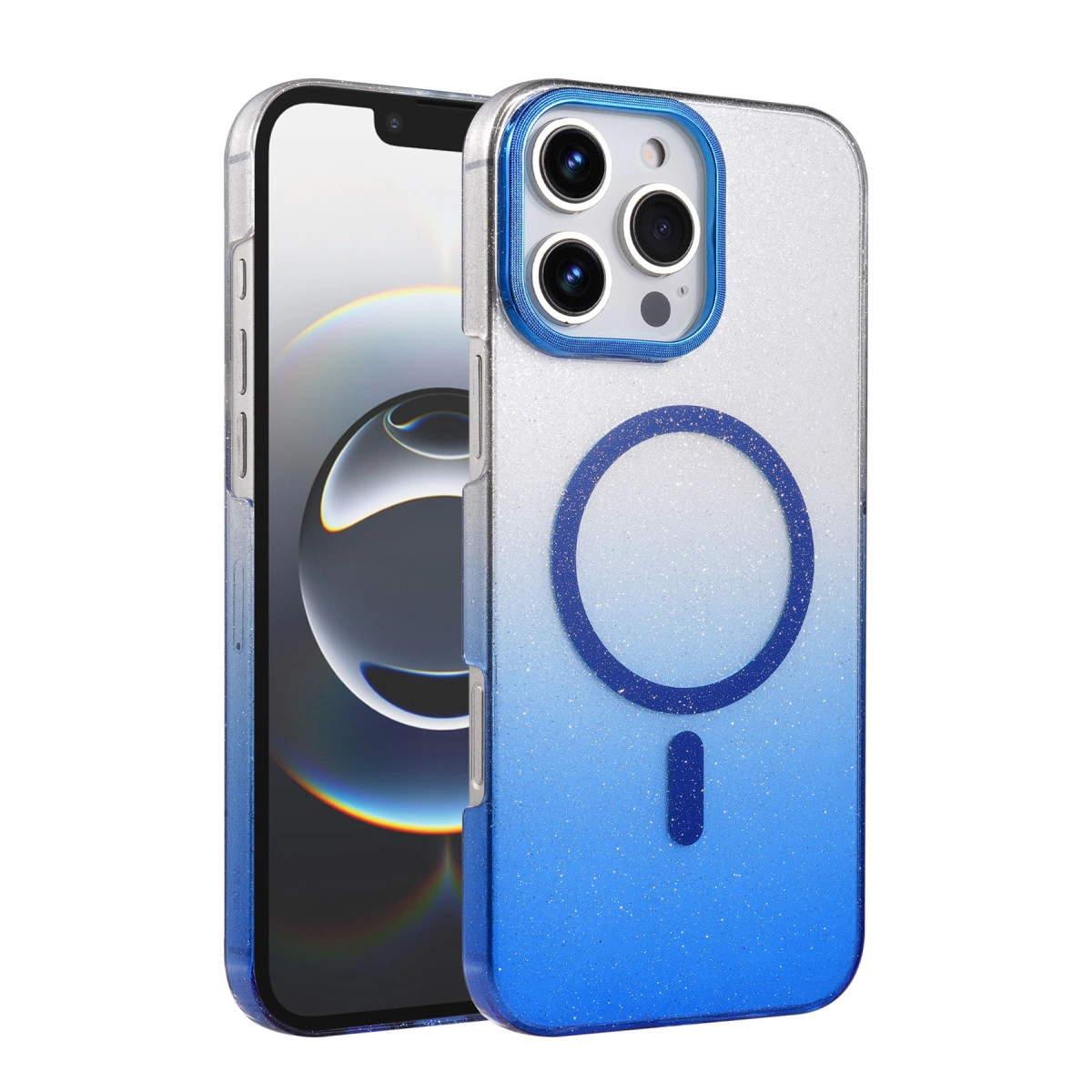 NEWFACE iPhone 16 Pro Max Uyumlu Glossy Magsafe Kapak Telefon Kılıfı Mavi