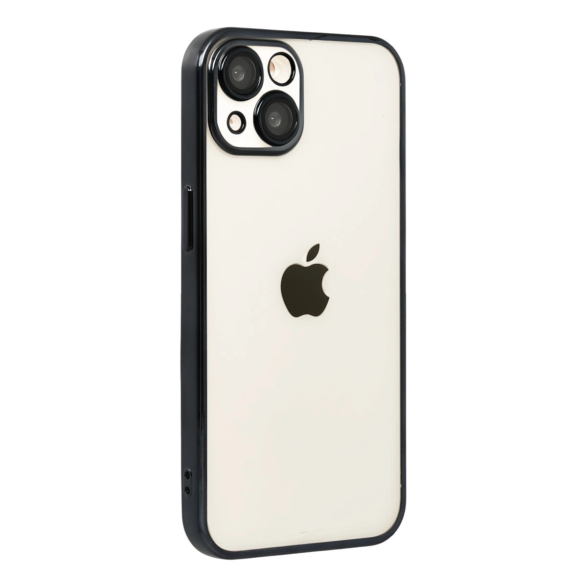 Arkada üç kamerası olan siyah çerçeveli beyaz iPhone.