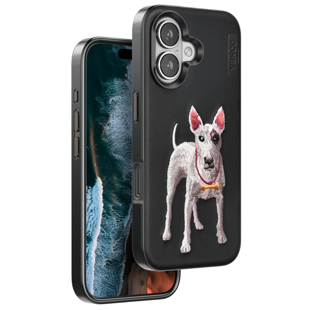 NEWFACE iPhone 16 Uyumlu Perma Desenli Telefon Kılıfı Siyah