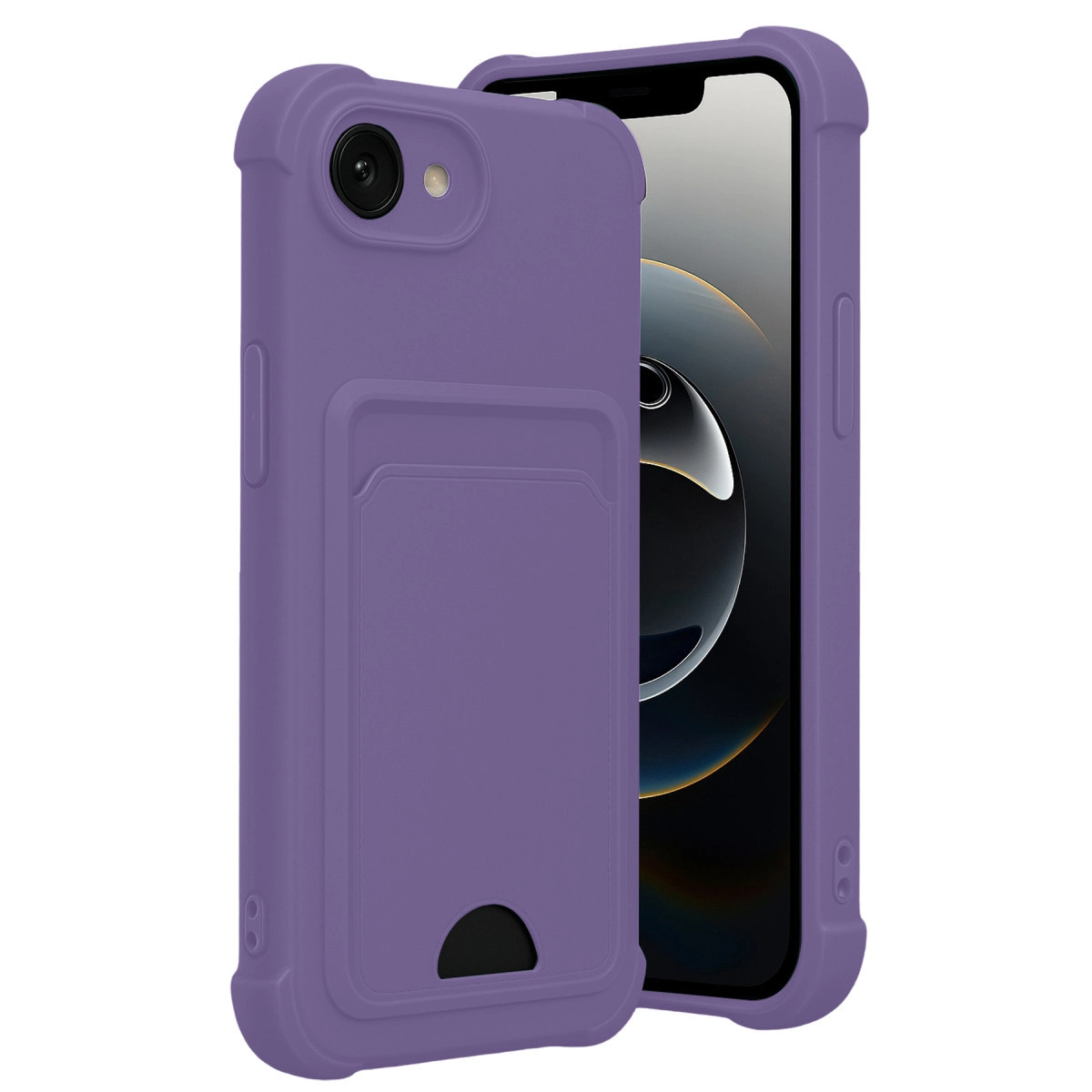 NEWFACE iPhone 16E Uyumlu Kelvin Kartvizitli Silikon Telefon Kılıfı Lila