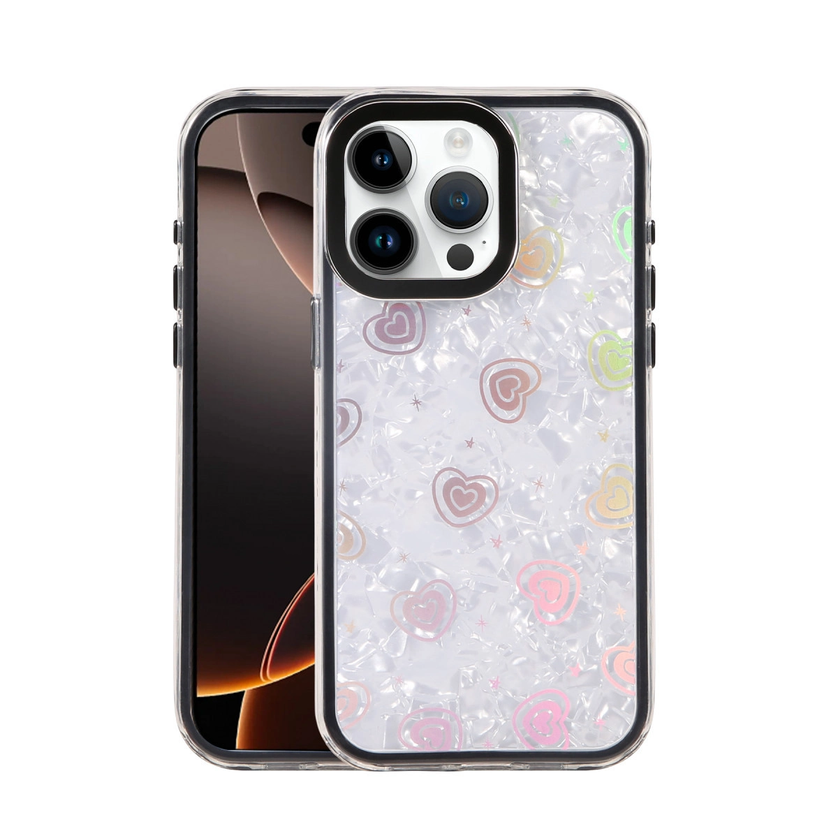 NEWFACE iPhone 16 Pro Max Uyumlu Lumi Desenli Kapak Telefon Kılıfı Siyah