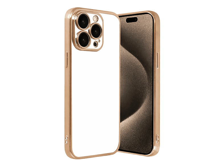 NEWFACE iPhone 15 Pro Max Uyumlu Kamera Korumalı Lensli Silikon Telefon Kılıfı Gold