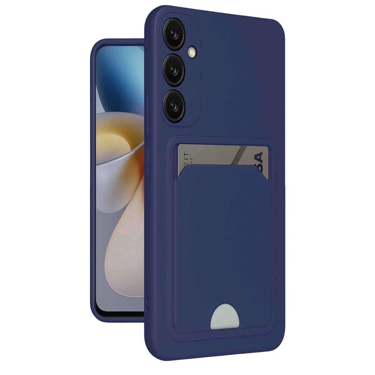NEWFACE Samsung Galaxy M15 Uyumlu Kelvin Kartvizitli Silikon Telefon Kılıfı Lacivert